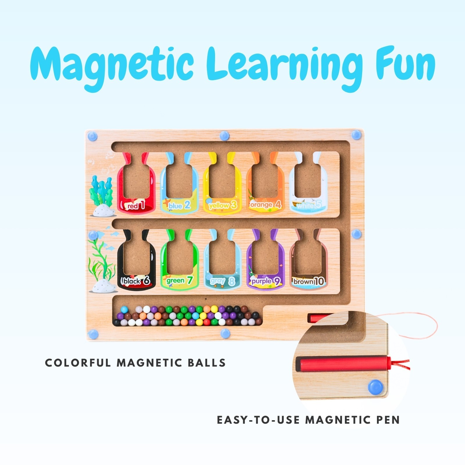 Magnetic Color Sorting & Counting Board Toy for Kids–Montessori Learning Puzzle