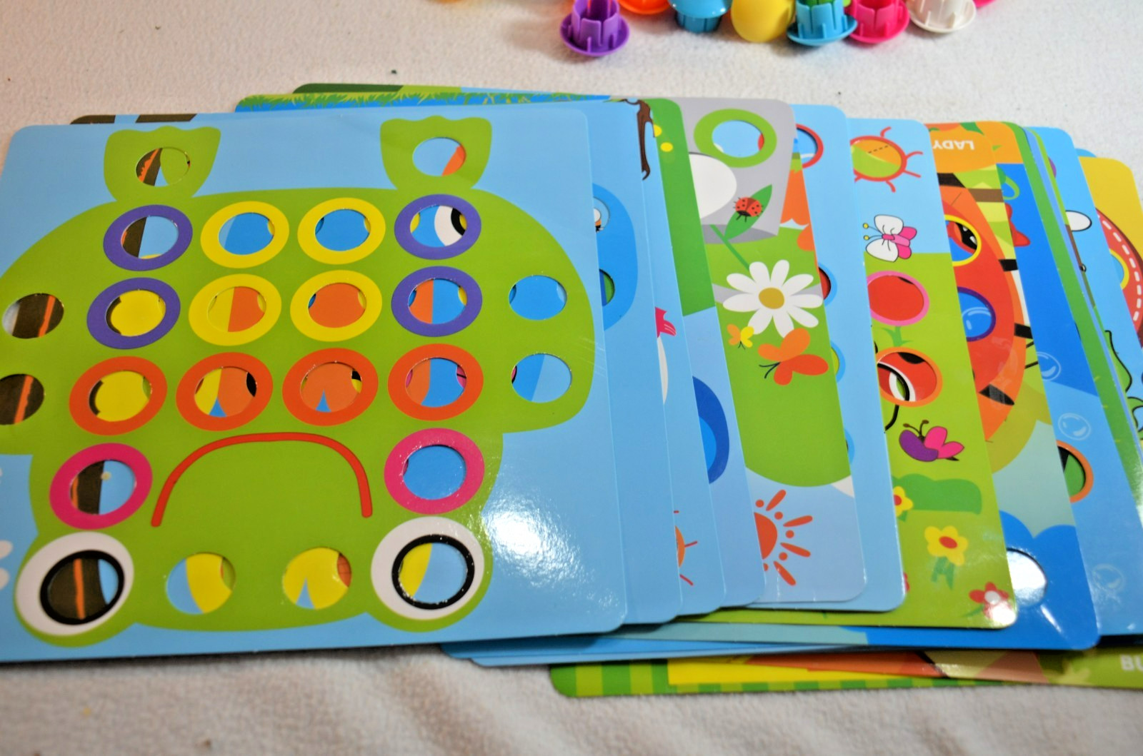 Button Nail Color Matching Toy Lukat Mosaic Pegboard Toddler Fine Motor Skill
