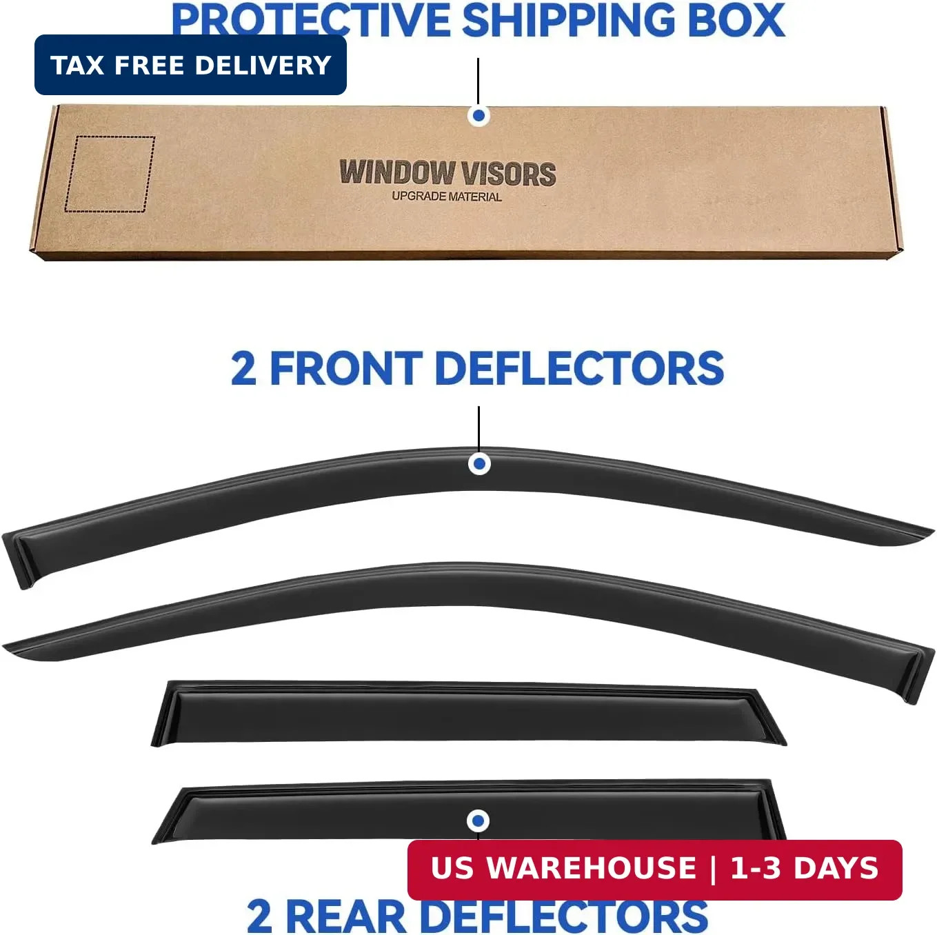 Window Visors Rain Guards for 2003 2004 2005 2006 Mitsubishi Outlander, Out-Chan