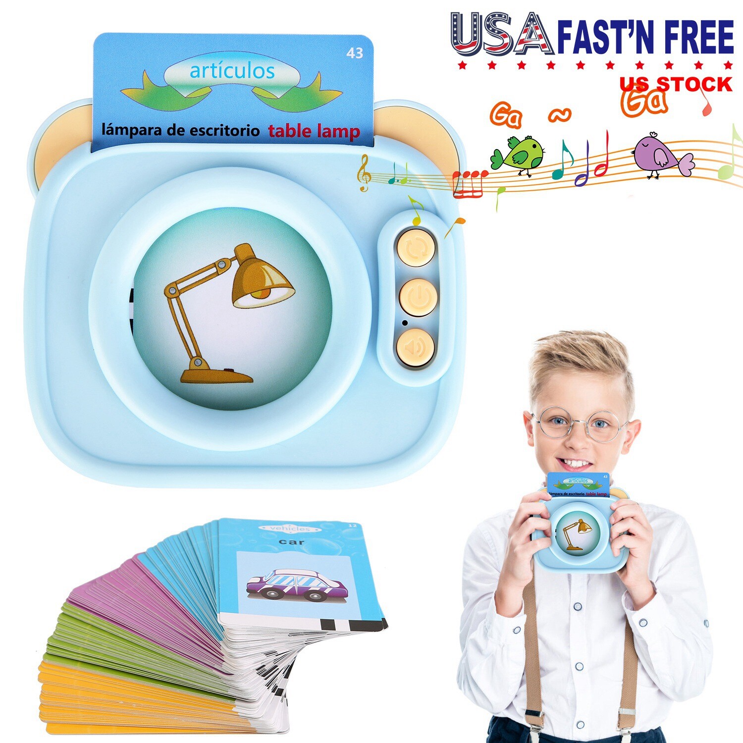 Toddler Talking Flash Cards 224 Sight Words Rechargeable Kids Education Toy