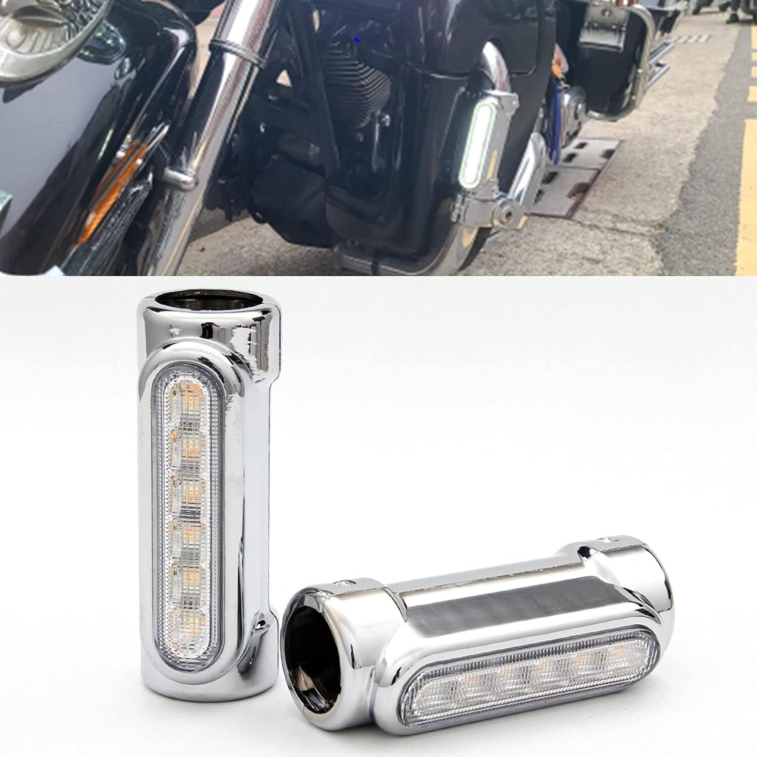 Universal LED Motorcycle Highway Bar Lights Dual Color Yellow White 1.25 Inch