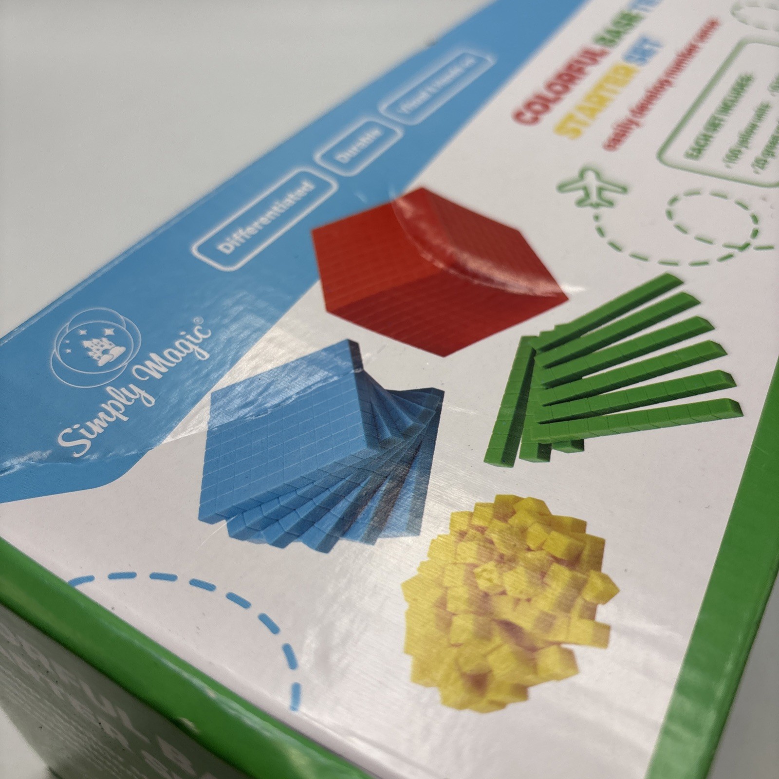 Simply Magic Colorful Base Ten Starter Set 131 Pieces Box Math Teaching OPEN BOX