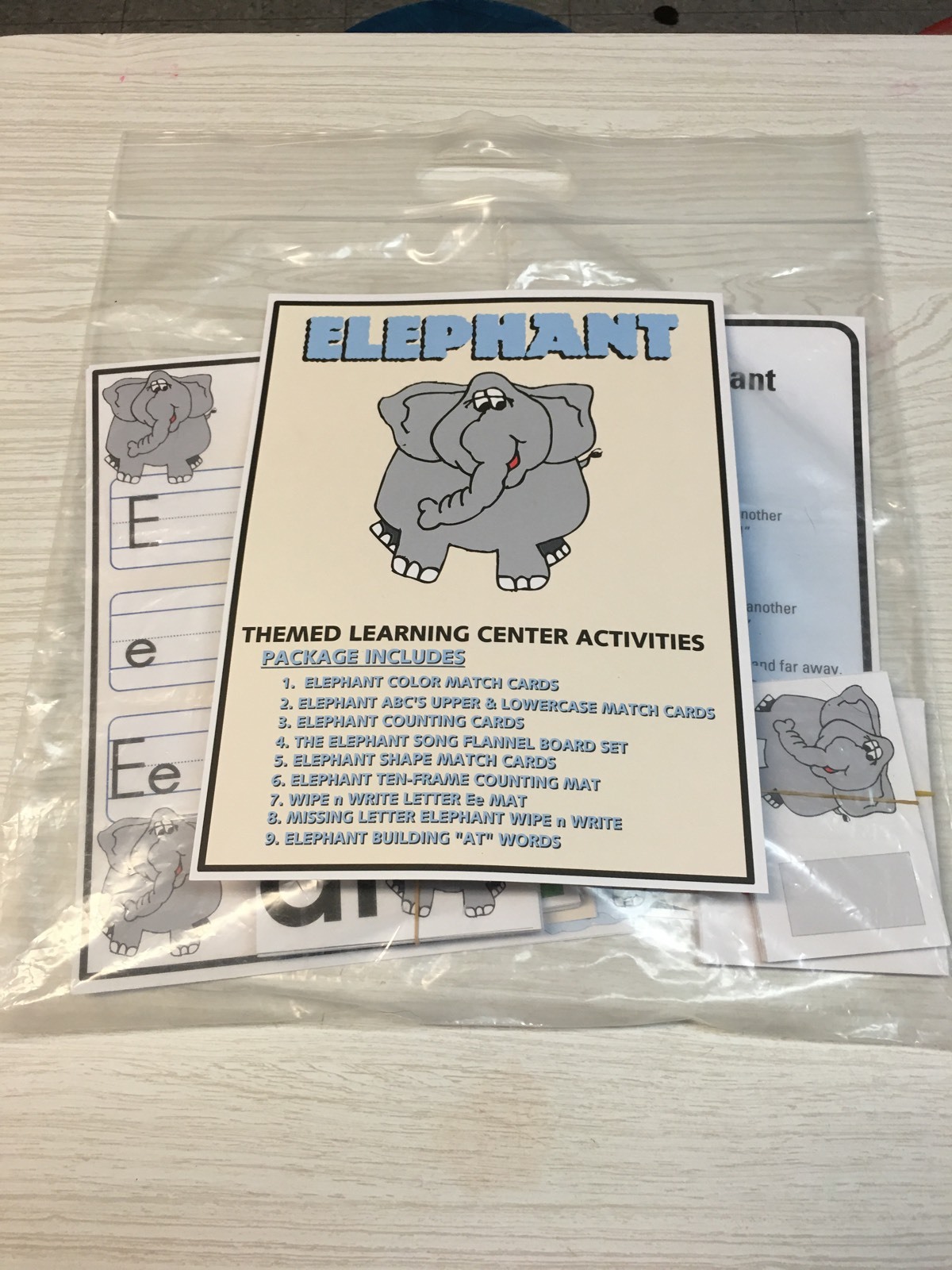 ELEPHANTS -THEMED Learning Activities Package – LAMINATED – Teaching supplies