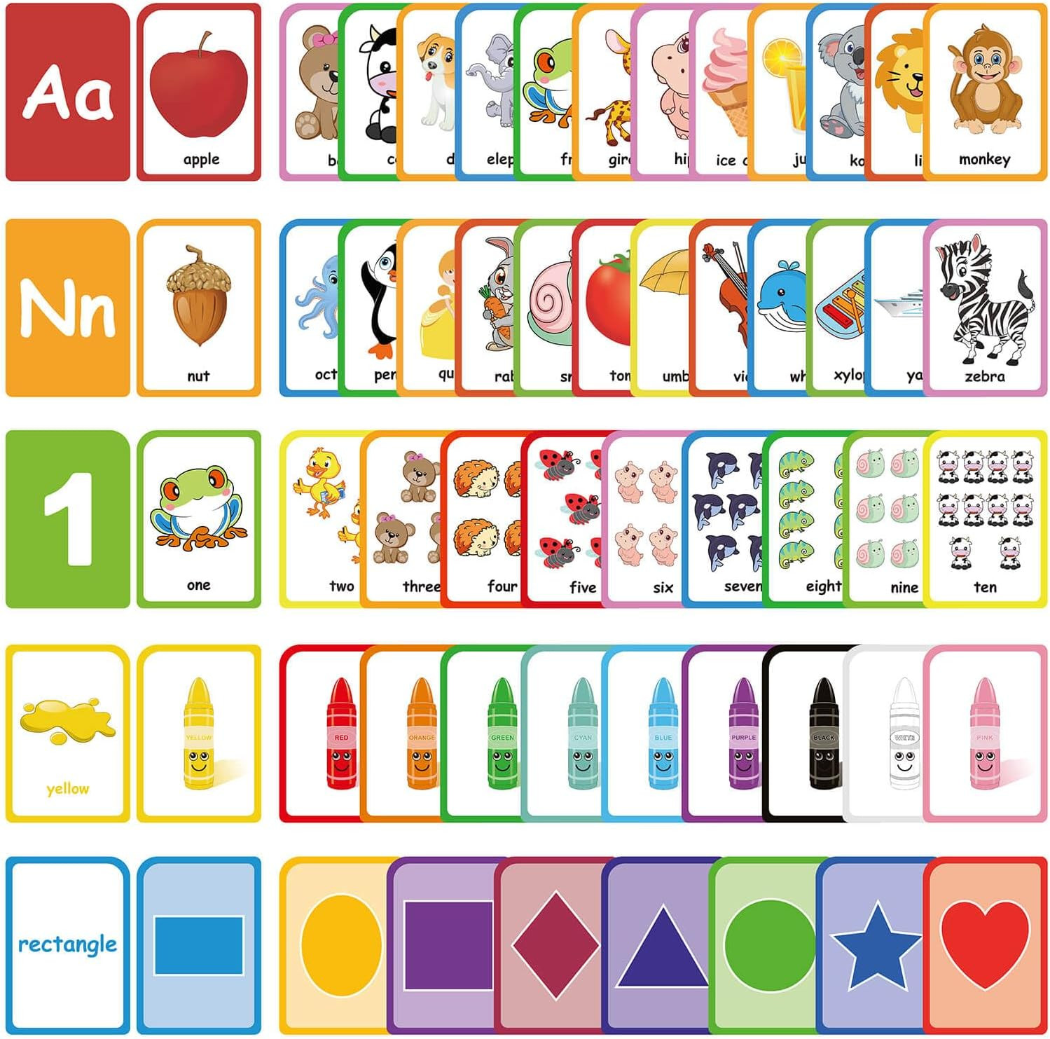 Flash Cards for Toddlers Learning: 54 Double Sides Flashcards for Alphabets, Num