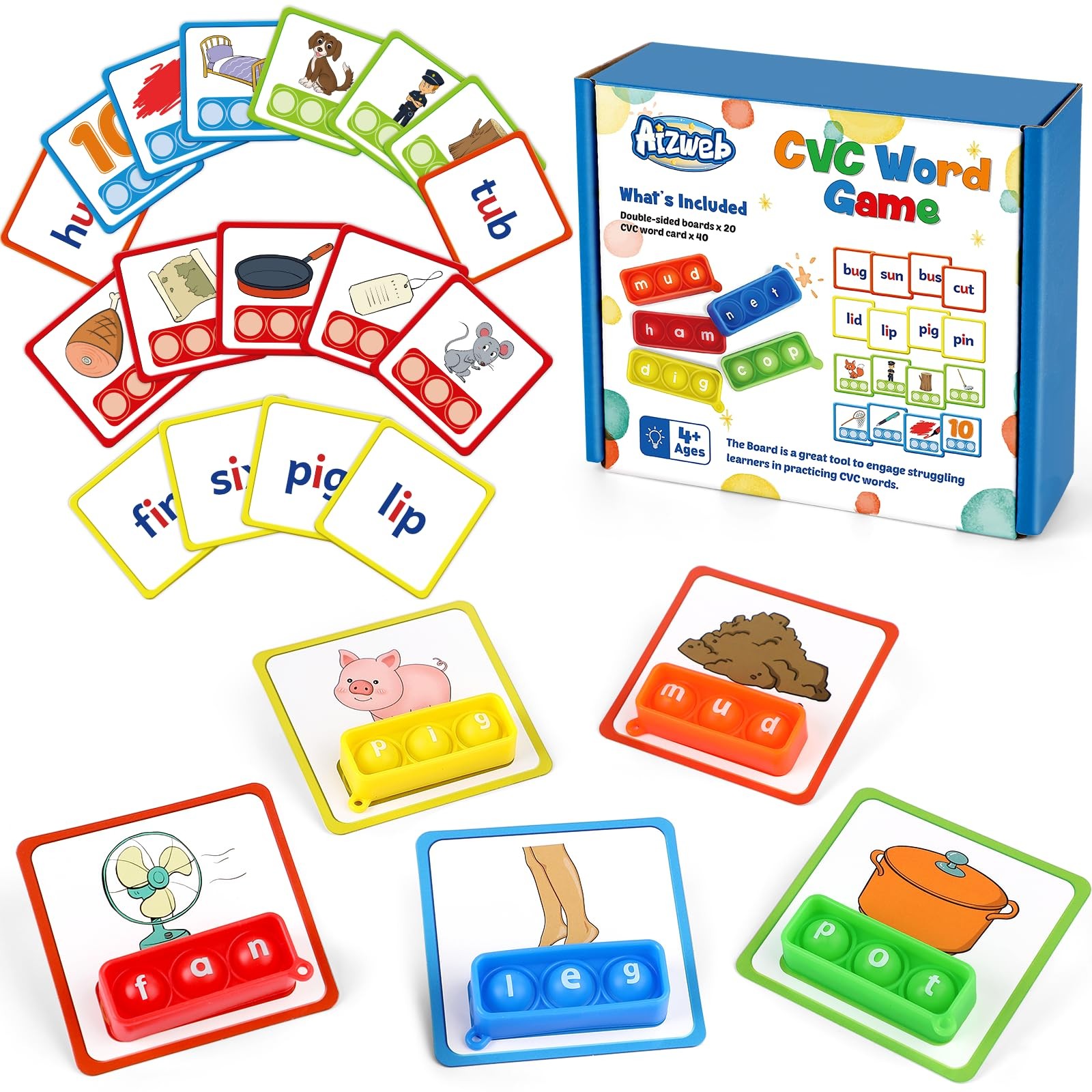 CVC Word Games Kindergarten,Phonics Games for Kids Ages 38,CVC Flashcards for…