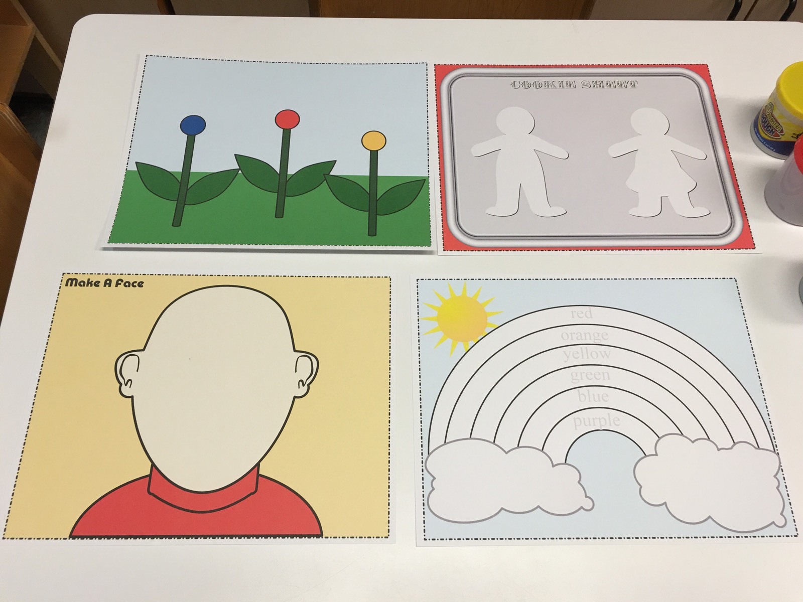 Playdoh Activity Mats – #1-4 Mats for Learning Center – Laminated Mats – Pre K