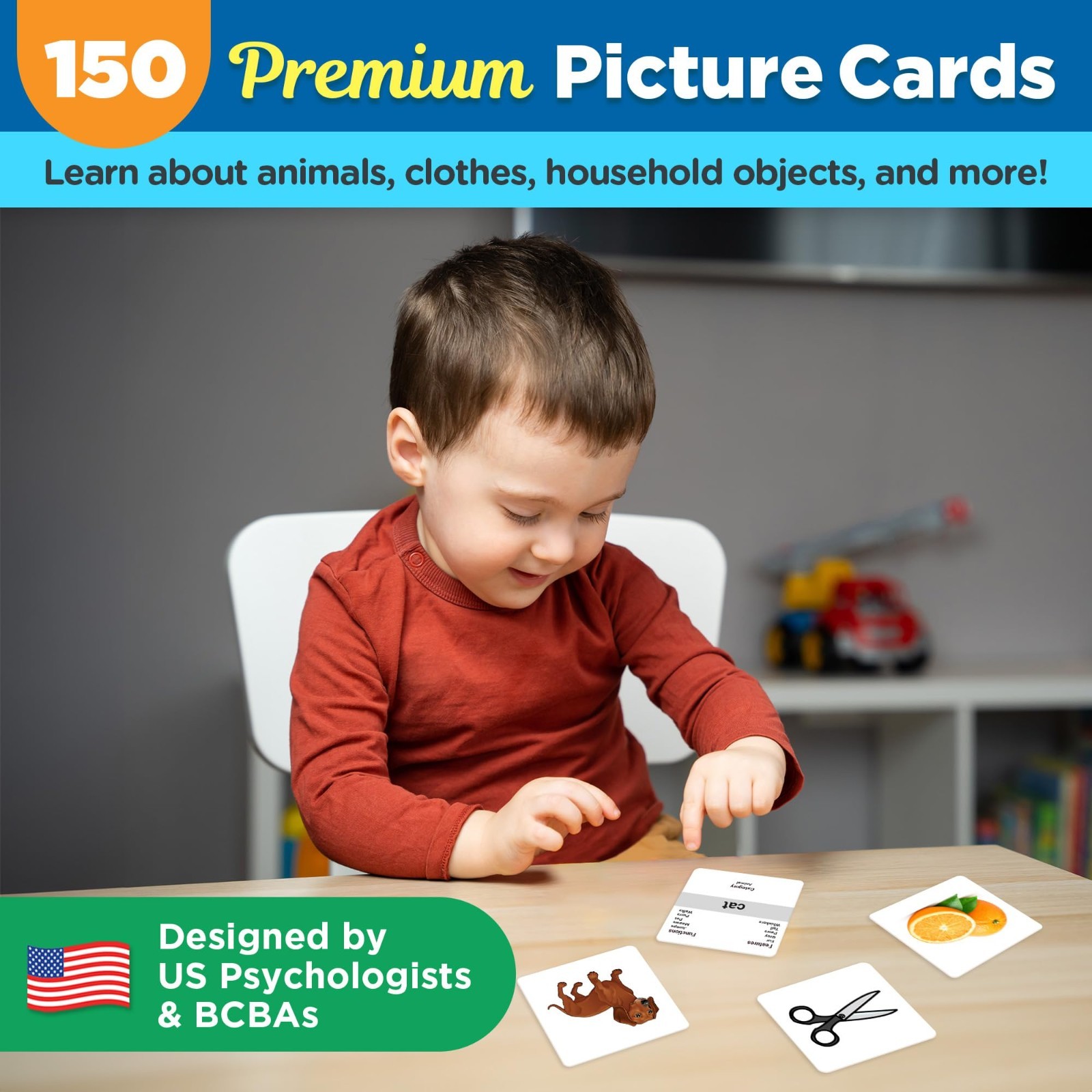 Language Learning Flash Cards – 150 Picture Cards for Speech Therapy & Autism –