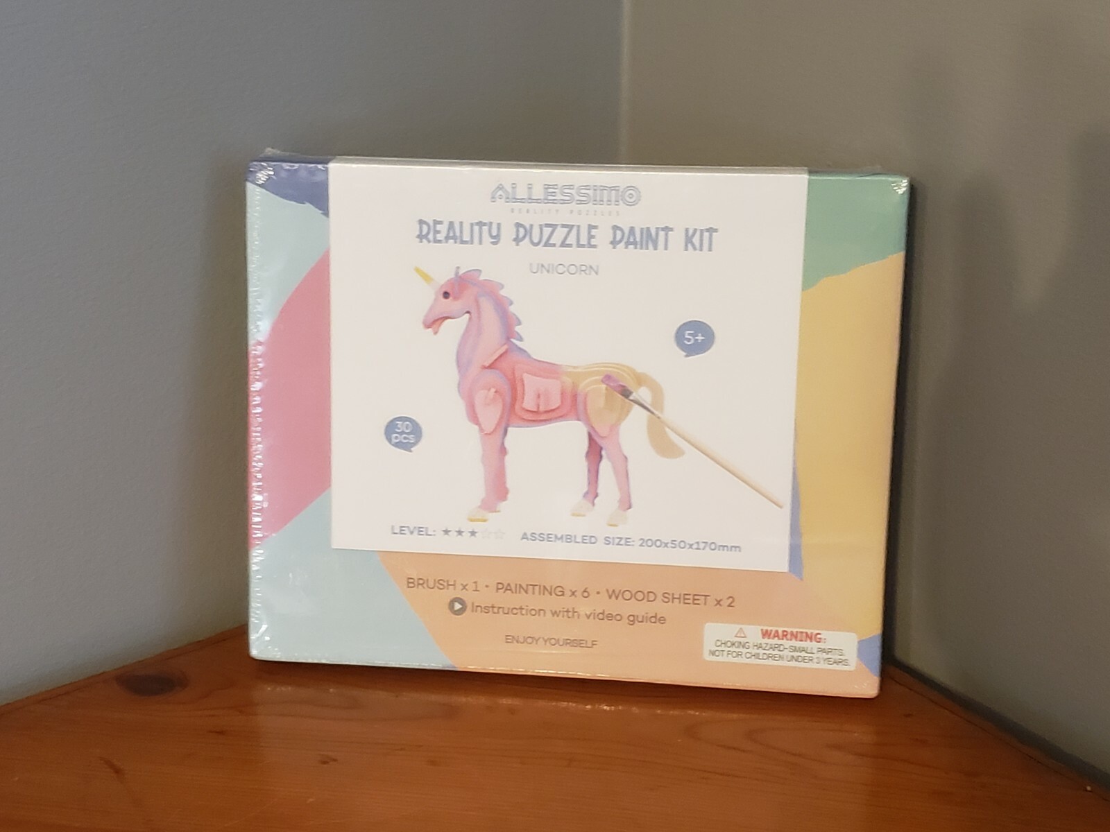 Allessimo Reality 3D Wooden Puzzle Paint Kit – Unicorn