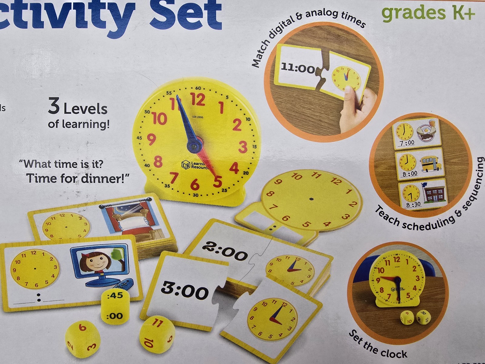 Learning Resources LER3220 Time Activity Set, Age 5+ Analog, K-2, Homeschool