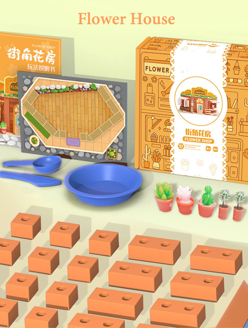 Villa Building Block Sets Bricks DIY Model Miniature Dollhouse Reuseable Toys AU