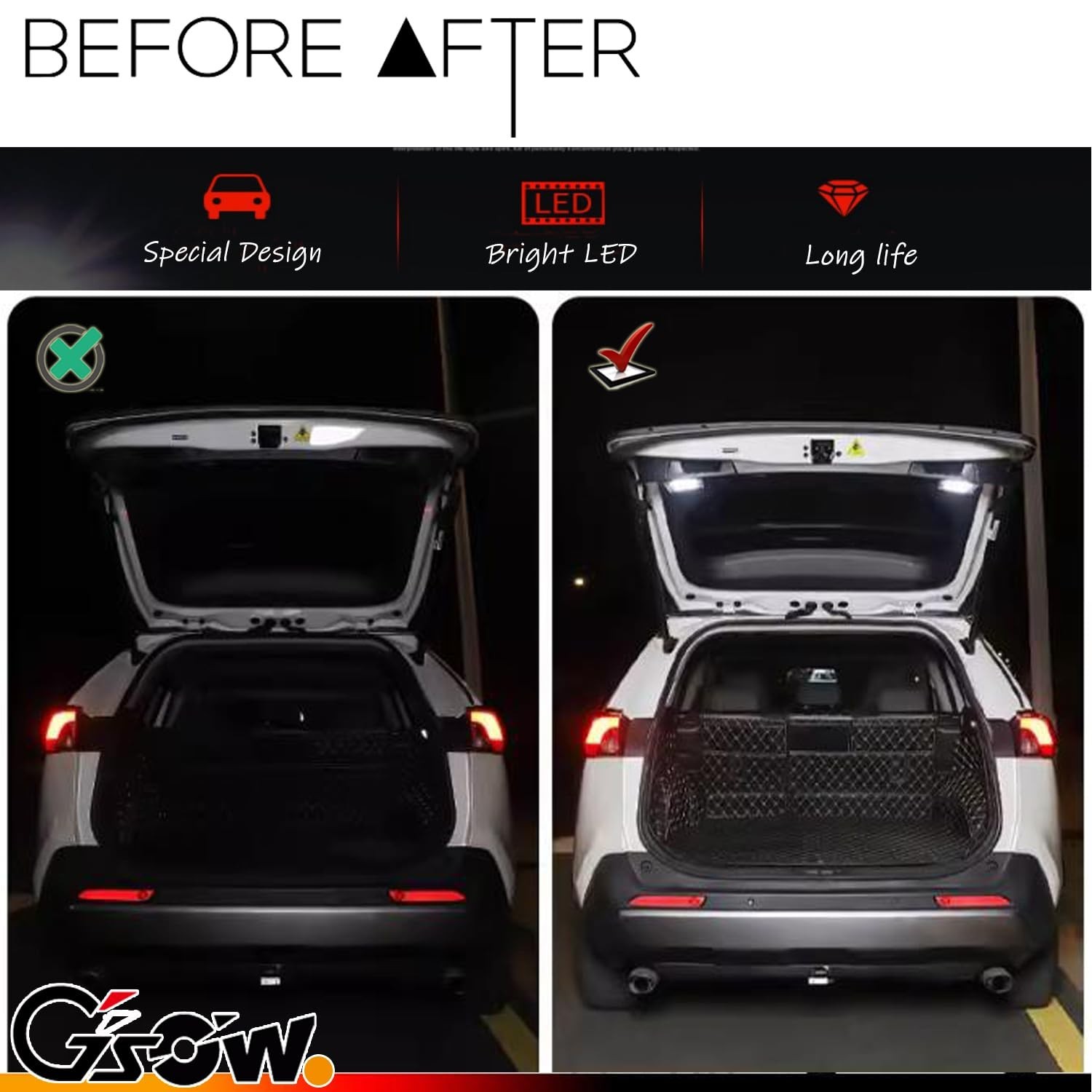 2 Pcs LED Trunk Overhead Lights for Toyo-ta RAV4 2022 2023 2024, Rav4 accesso…