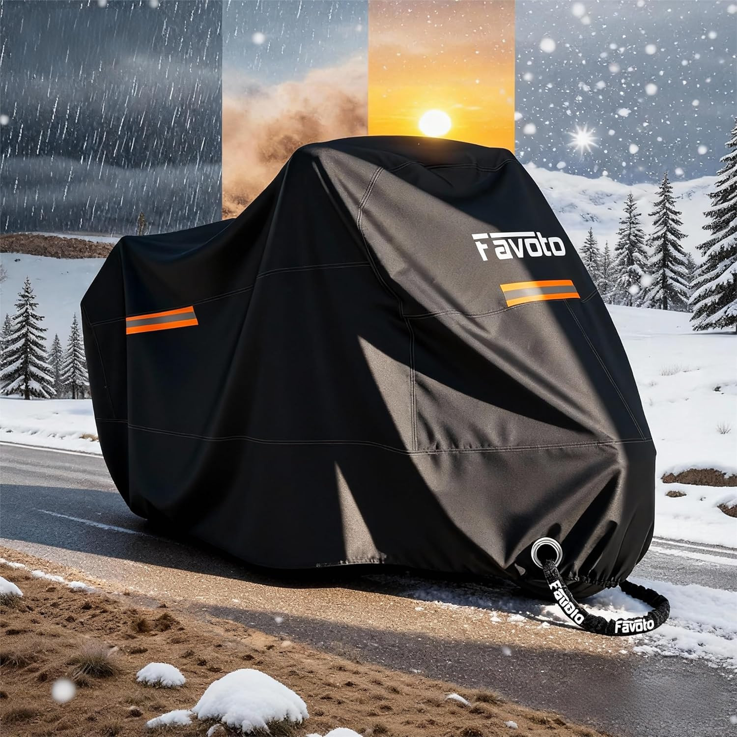 Motorcycle Cover Waterproof Outdoor All Season Weather Sun Rain Protection Night