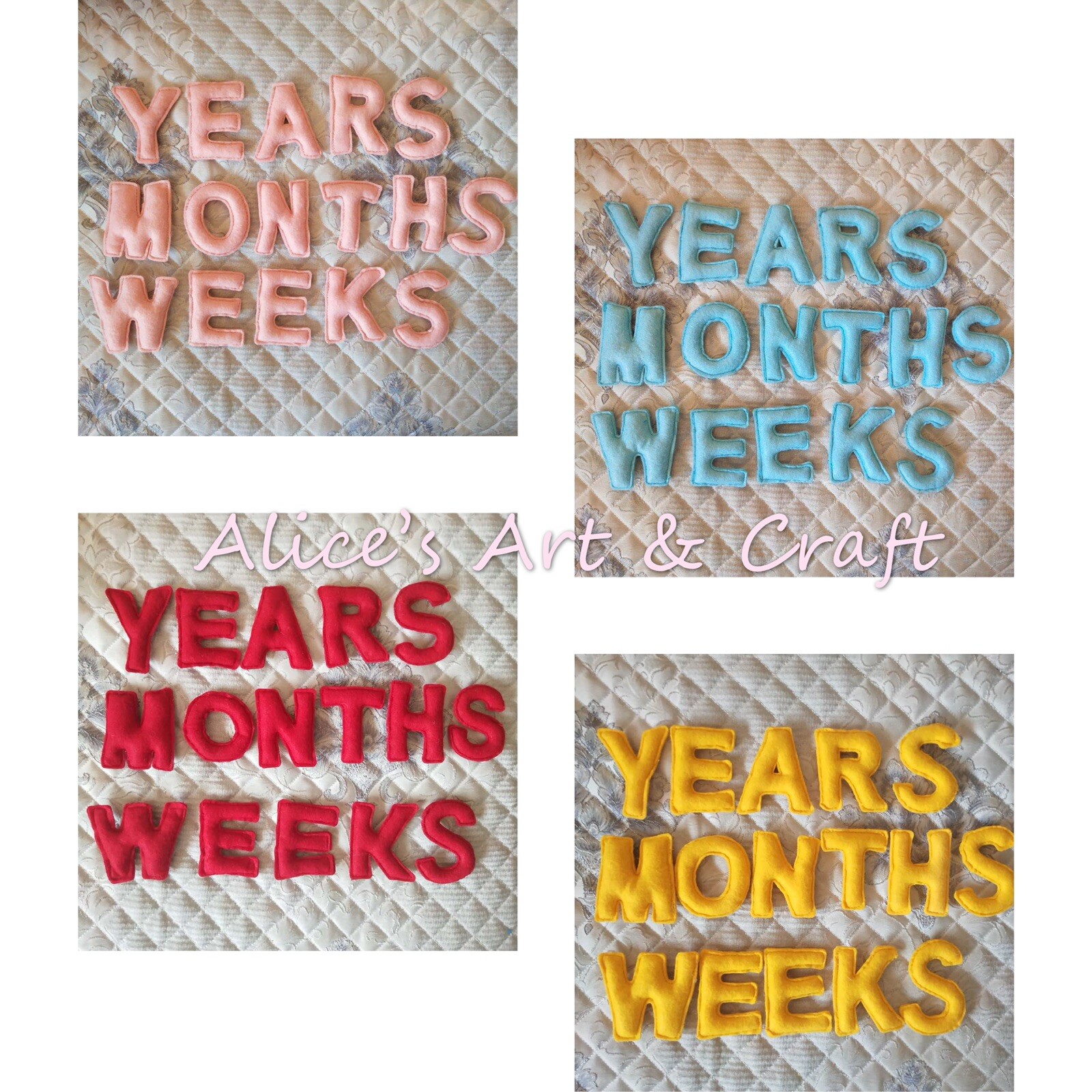 Felt 0-12 Months For Pic Record With 4 Color Option And Come With 0-12 Numbers