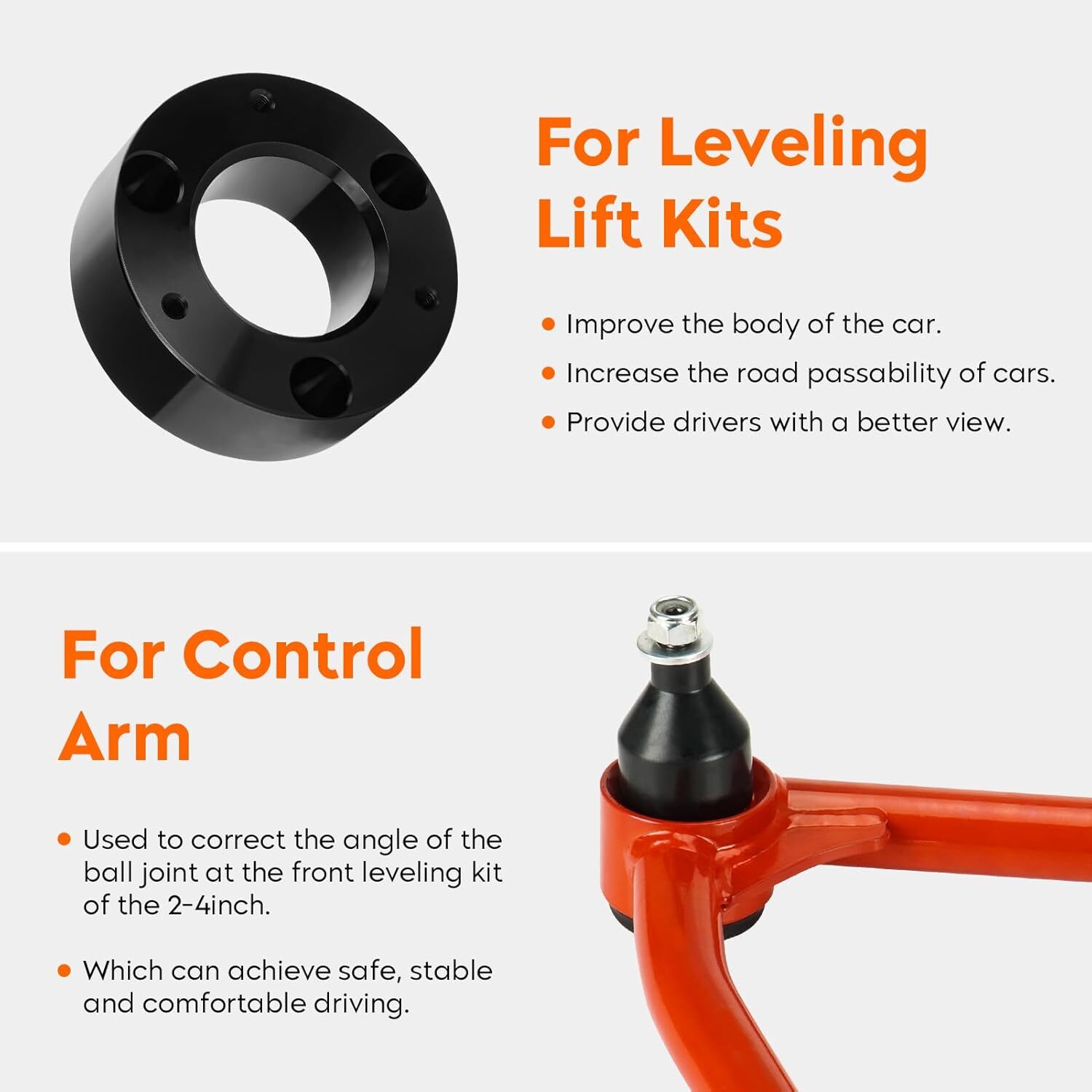 3″ Front & 2″ Rear Leveling Lift + Upper Control Arm w/Ball Joints Lift 2-4″ for