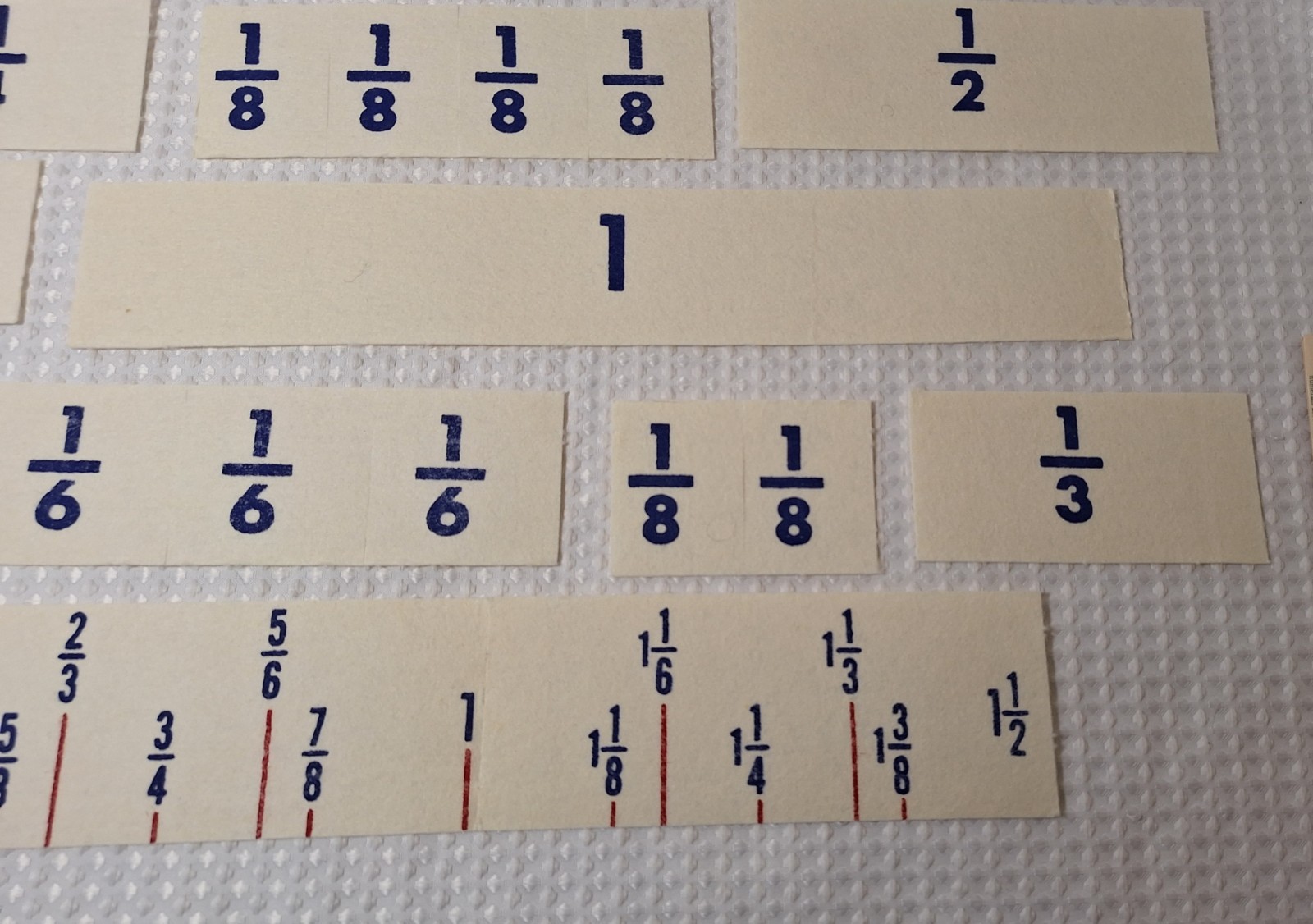 Vintage 1967 INSTRUCTO Flannel Board Visual Aids Fractional Number Line Felt 251