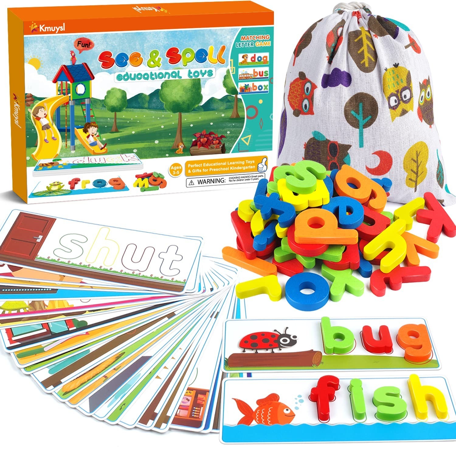 Educational Learning Toys for Kids 3-6 – See & Spell CVC Word Builders, Alphabet