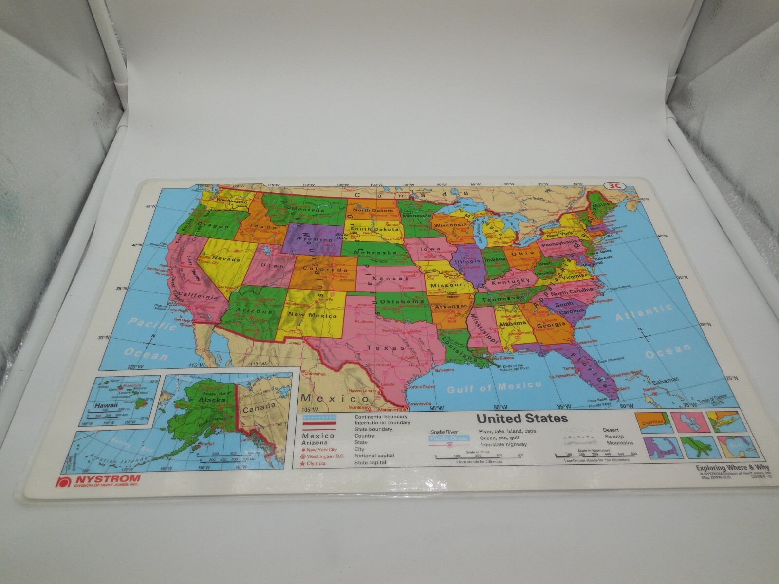 AH Table Desk Placemat Geography Reversible US Map, World Map Wall Poster Lot