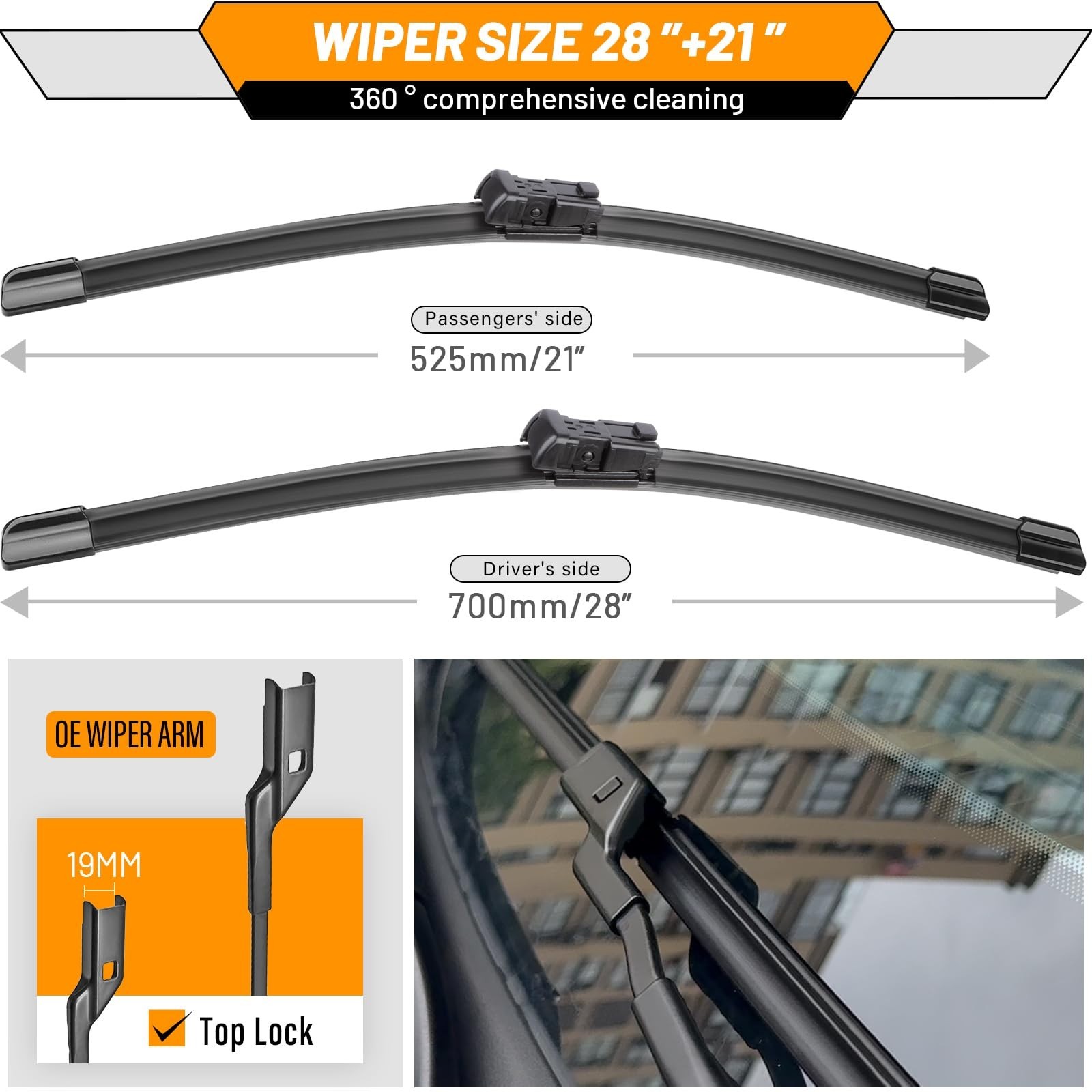 AUTOBOO 28″+21″ Windshield Wipers Replacement for Ford Transit-150 Transit-25…