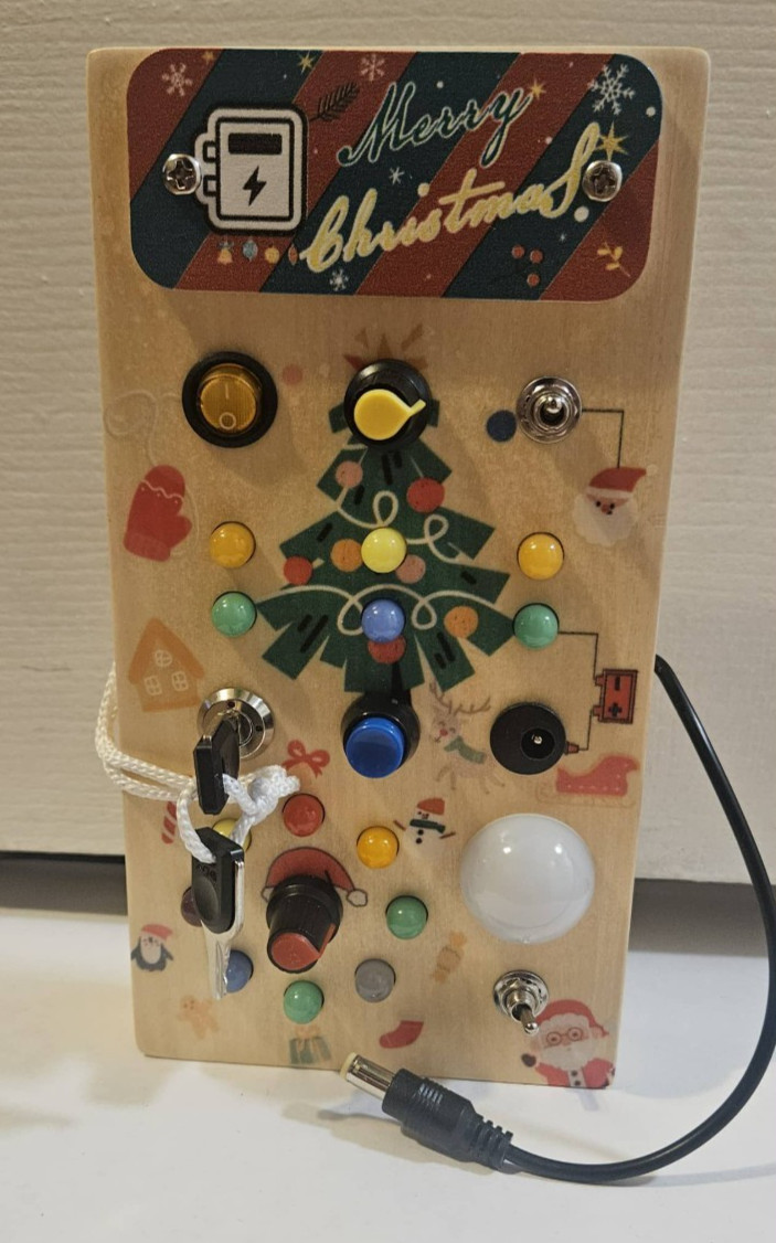 Polkrane Toddler Christmas Busy Board Electronic circuit board New Open Box