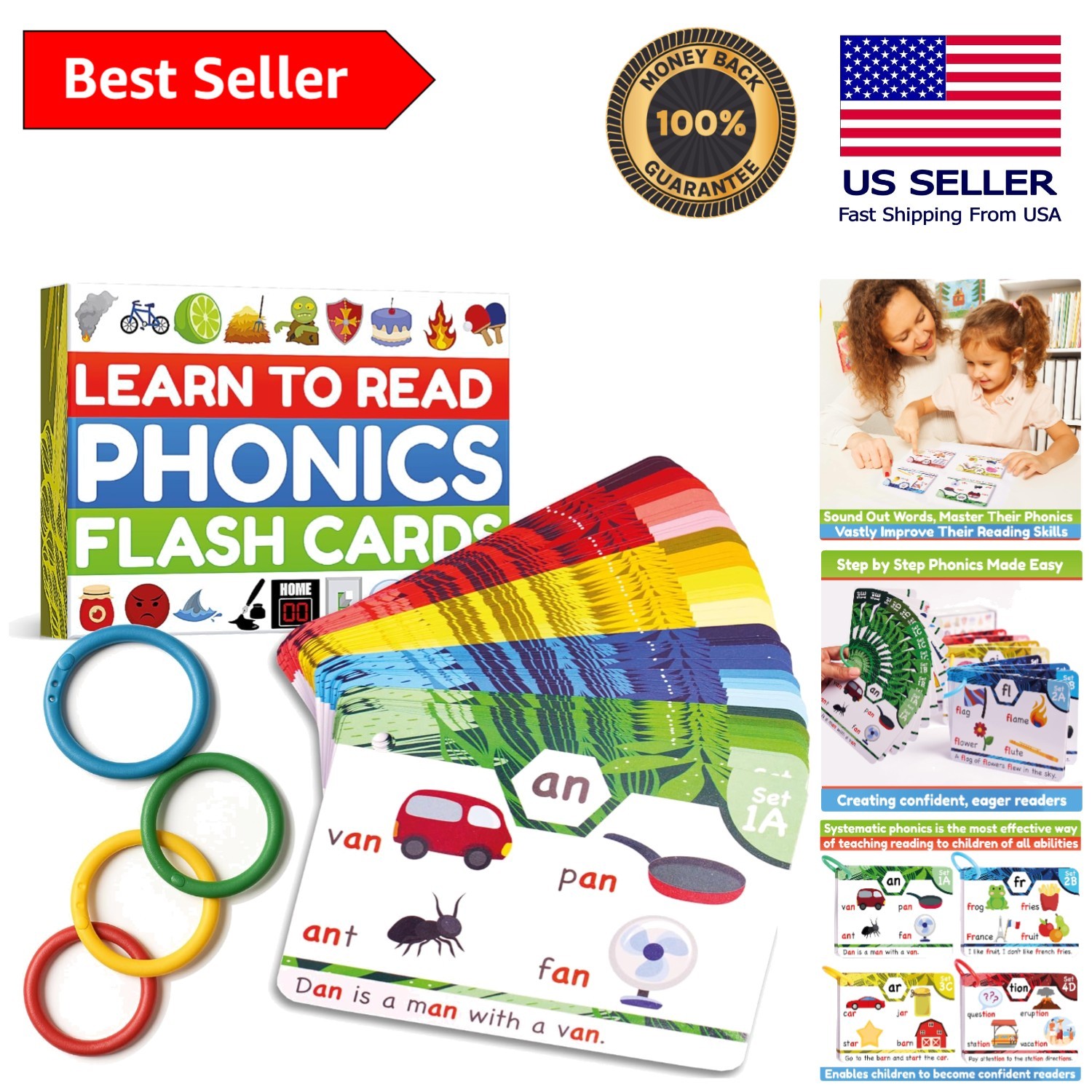 62 Interactive Phonics Flash Cards – Learn to Read with Fun Games & Activities
