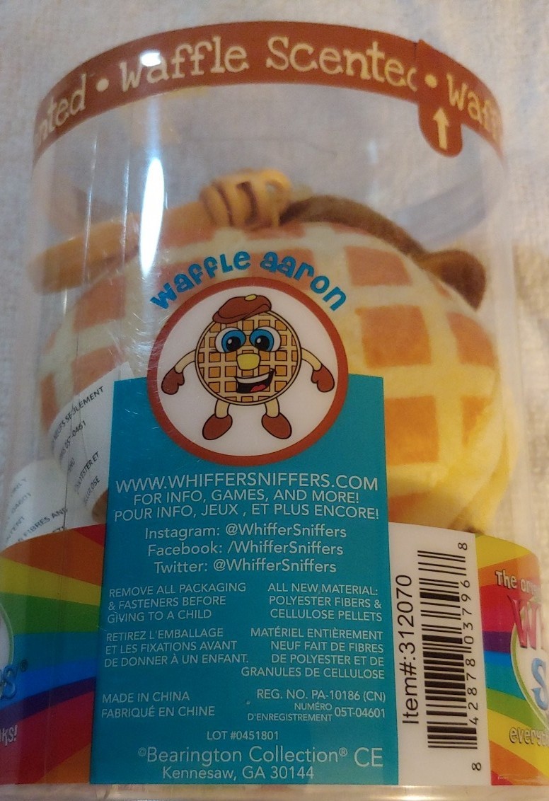 Whiffer Sniffer Backpack Clip- Waffle Aaron WAFFLE SCENTED. New
