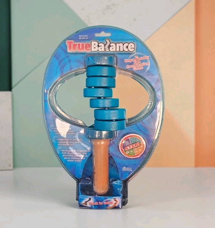 True Balance Handheld Wooden Toy Game by Excite STEM Coordination Blue New