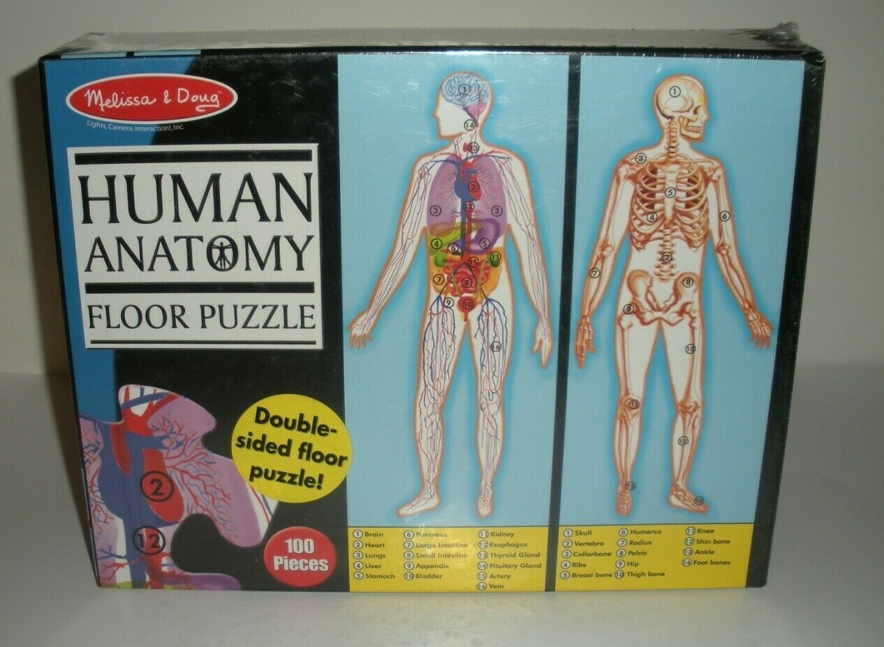 Vintage Melissa & Doug Human Anatomy Extra Large Double-Sided Floor Puzzle