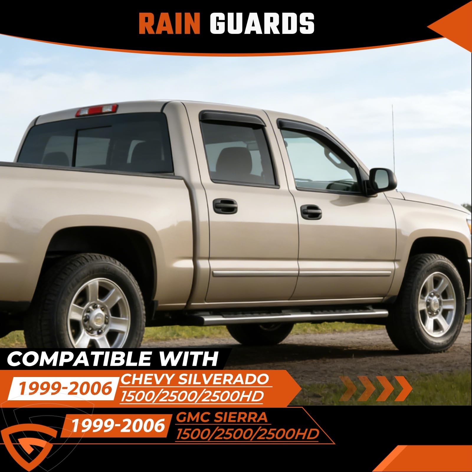 Rain Guards Fit for 1999-2006 Chevy Silverado/GMC Sierra 1500/2500/2500HD Ext…