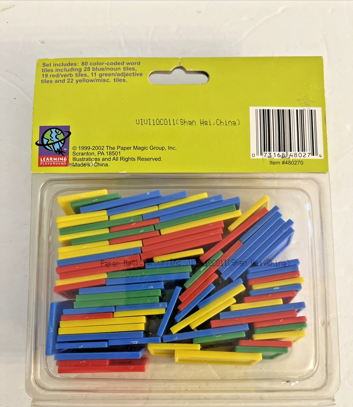 Word Tiles 80-Piece Learning Sentences and Parts of Speech Multi Colors NEW