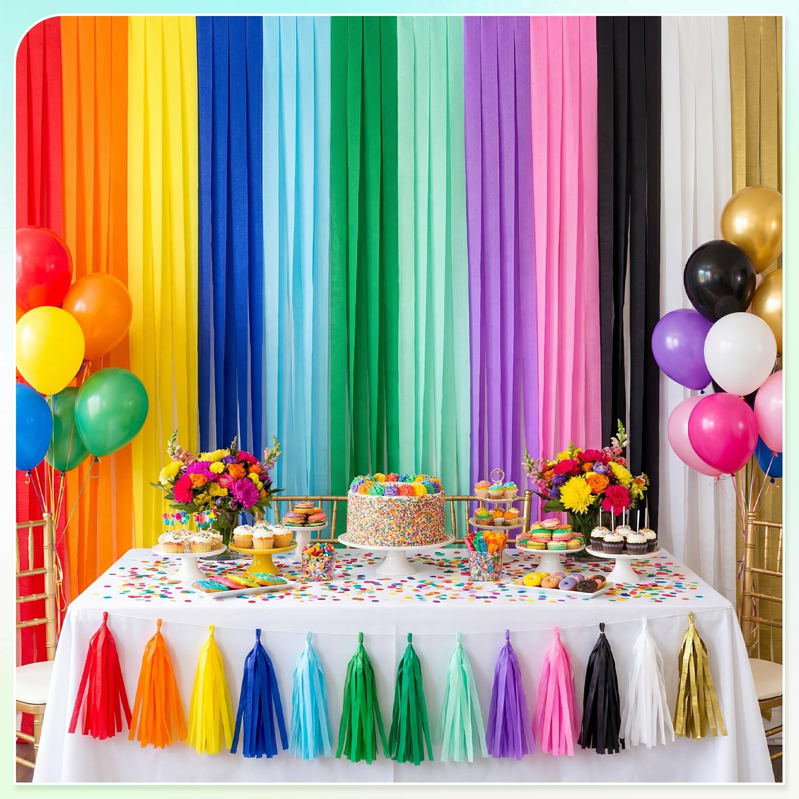Party Crepe Paper Streamers 12 Rolls 1.77 Inch x 82 Ft/Roll, multicolor