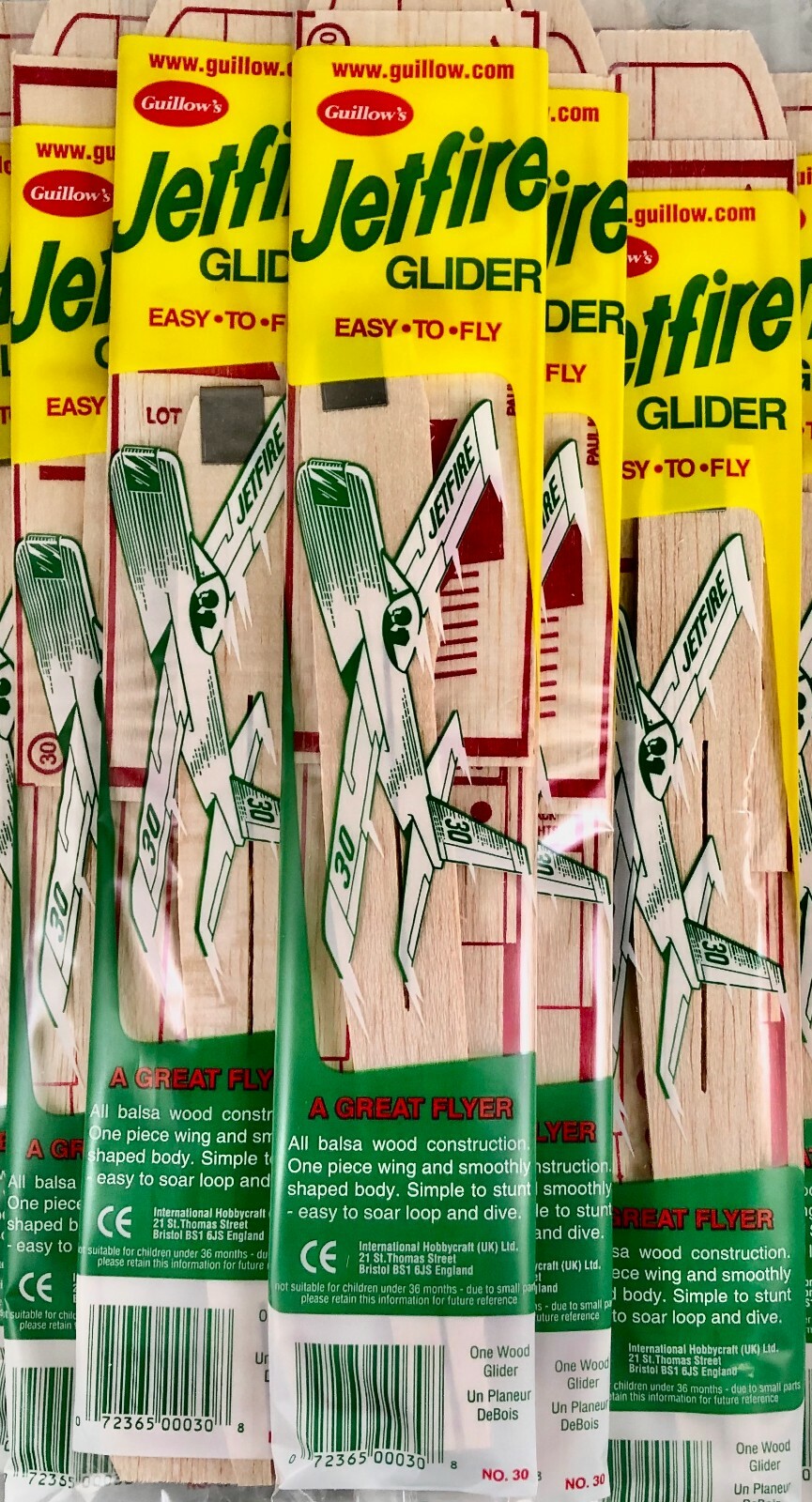 Lot of 8 Guillow’s Jetfire Balsa Wood Fun Toy Flying Glider Airplanes GUI-30-8