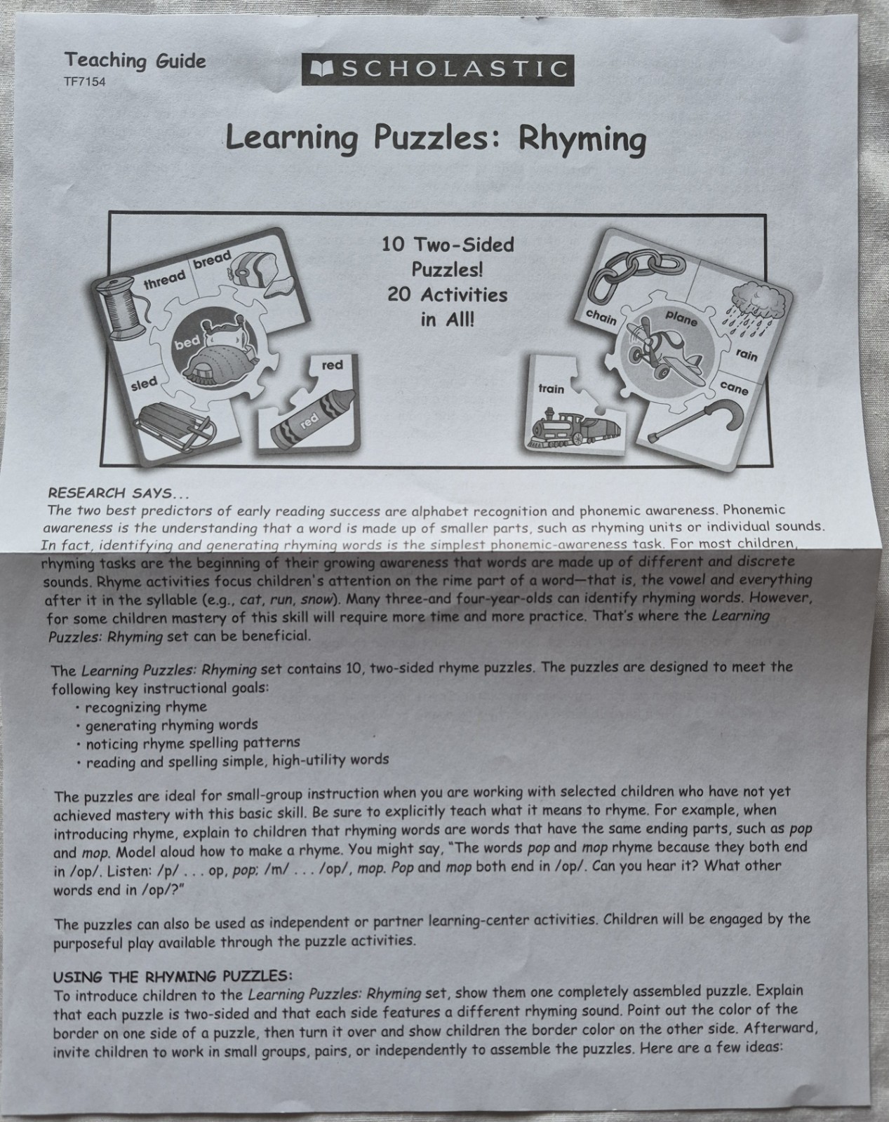 Scholastic 2 Sided Rhyming Learning Puzzles