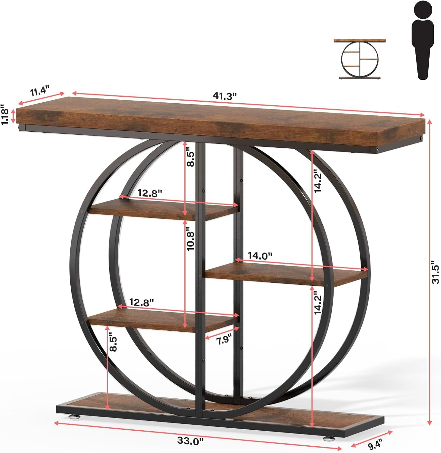 41.3″ Console Table for Entryway, Industrial Hallway Sofa Table with Storage