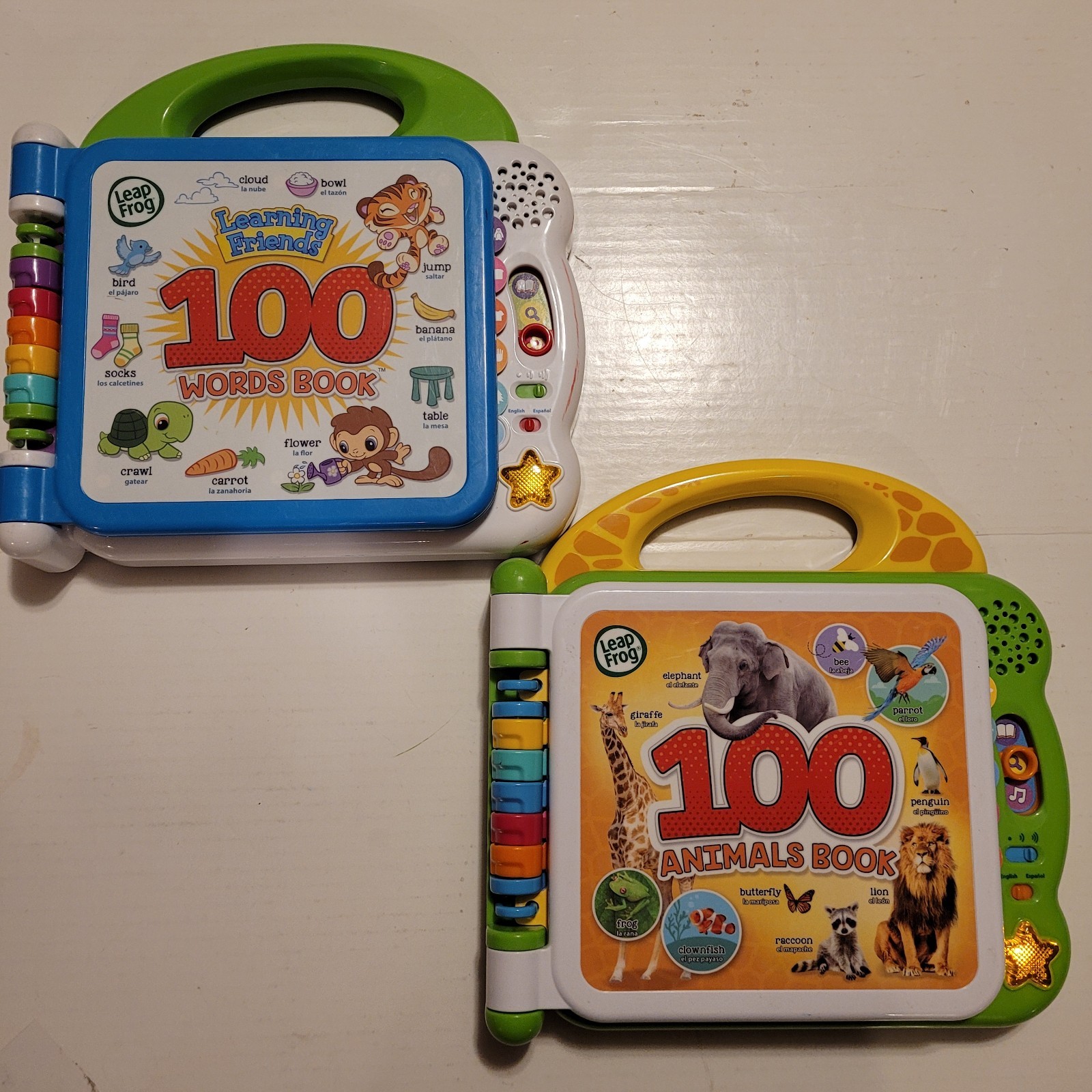 Leap Frog Learning Friends 100 Words Book & 100 Animals Book Lot (Set of 2)