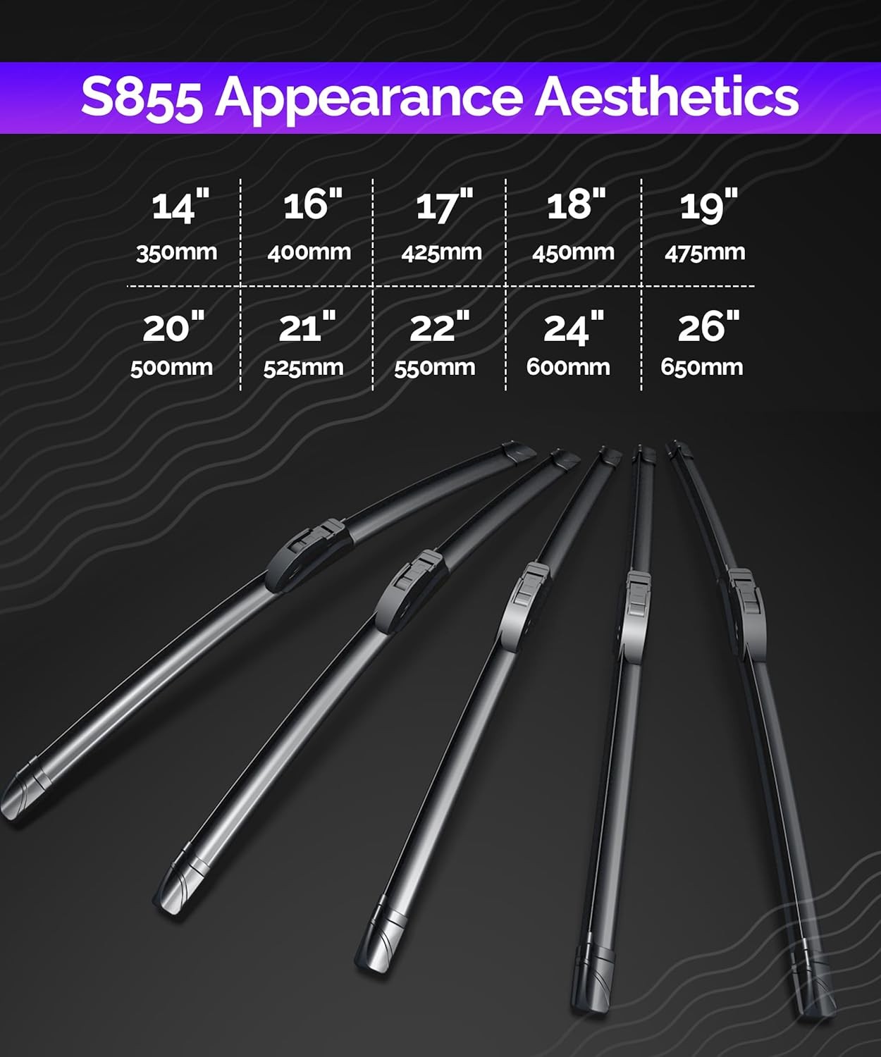 OEM QUALITY Premium All-Season Windshield Wiper Blades,Pack of 2 Durable Stab…