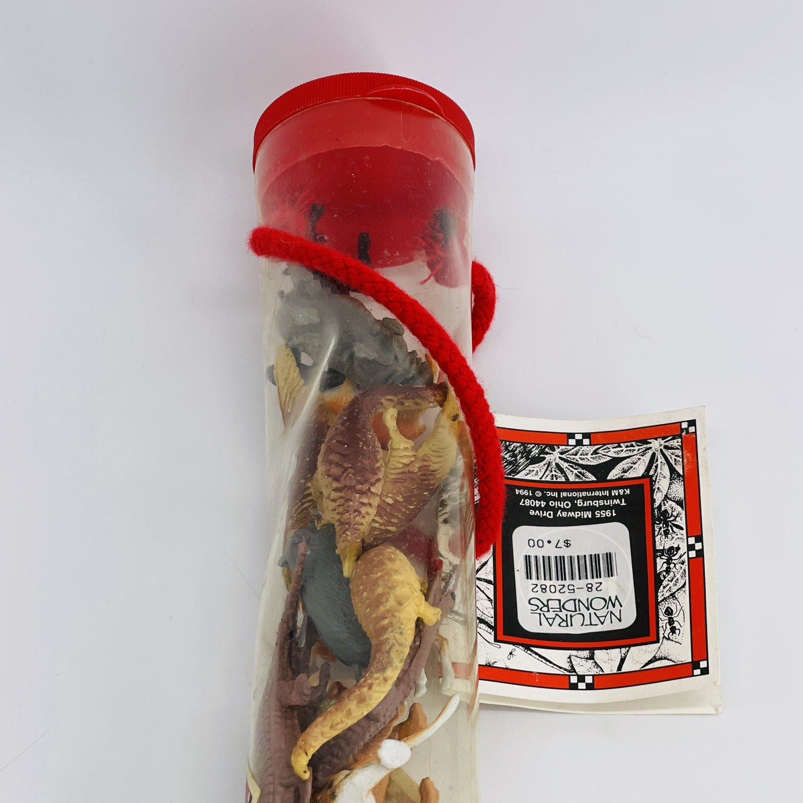 VTG 1994 NATURAL WONDERS RAINFOREST COLLECTION TUBE OF ANIMALS JUNGLE LEARNING