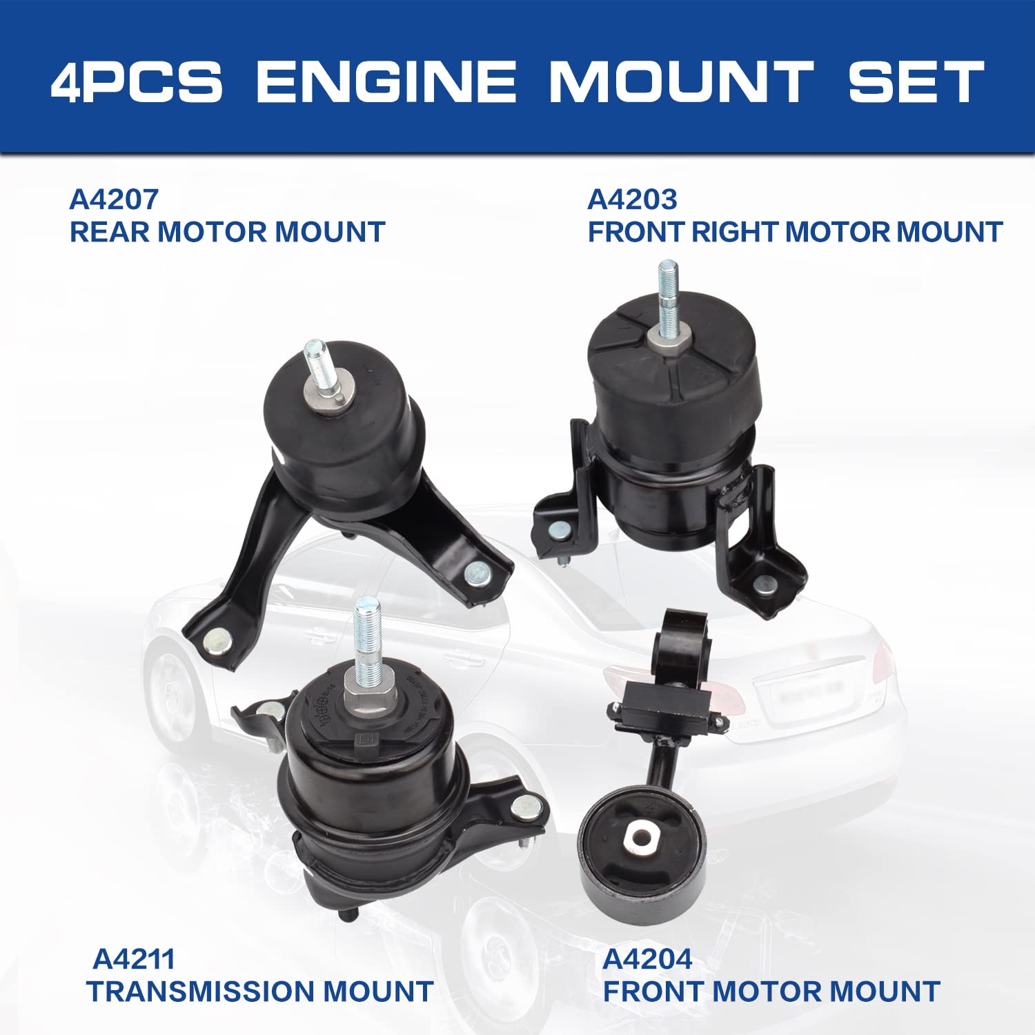 Engine Motor and Trans Mounts Compatible with 2002-2006 Camry (2.4L) and 2004-20