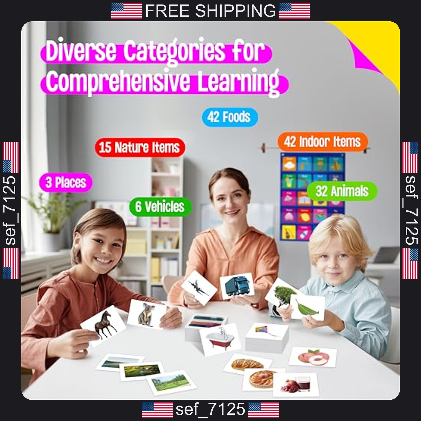 140 Noun Picture-Word Cards, Picture Flashcards Language Builder Visual Aid