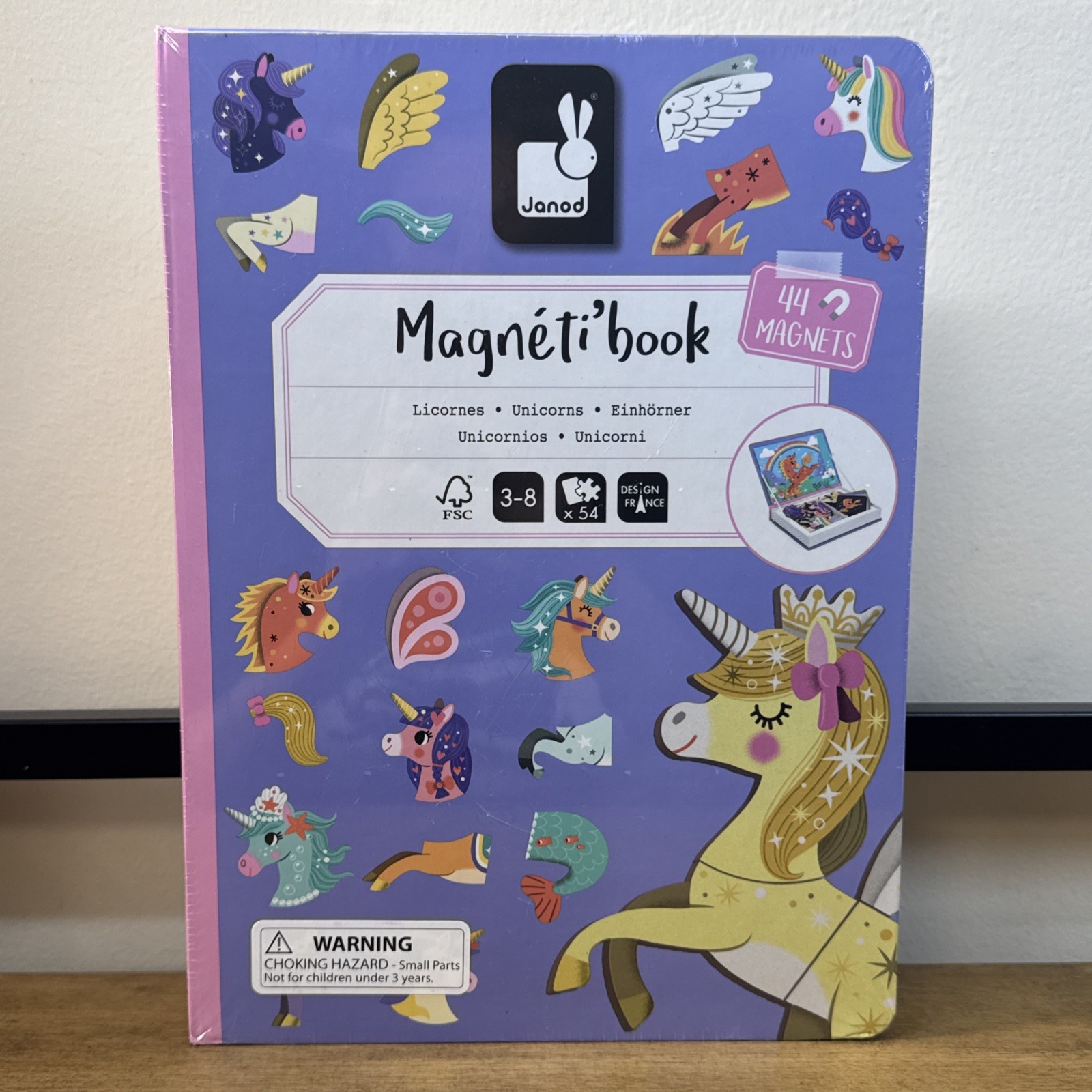 Janod Magneti’Book Unicorn 44 Magnet Educational Game 10 Model Cards Age 3-8 New