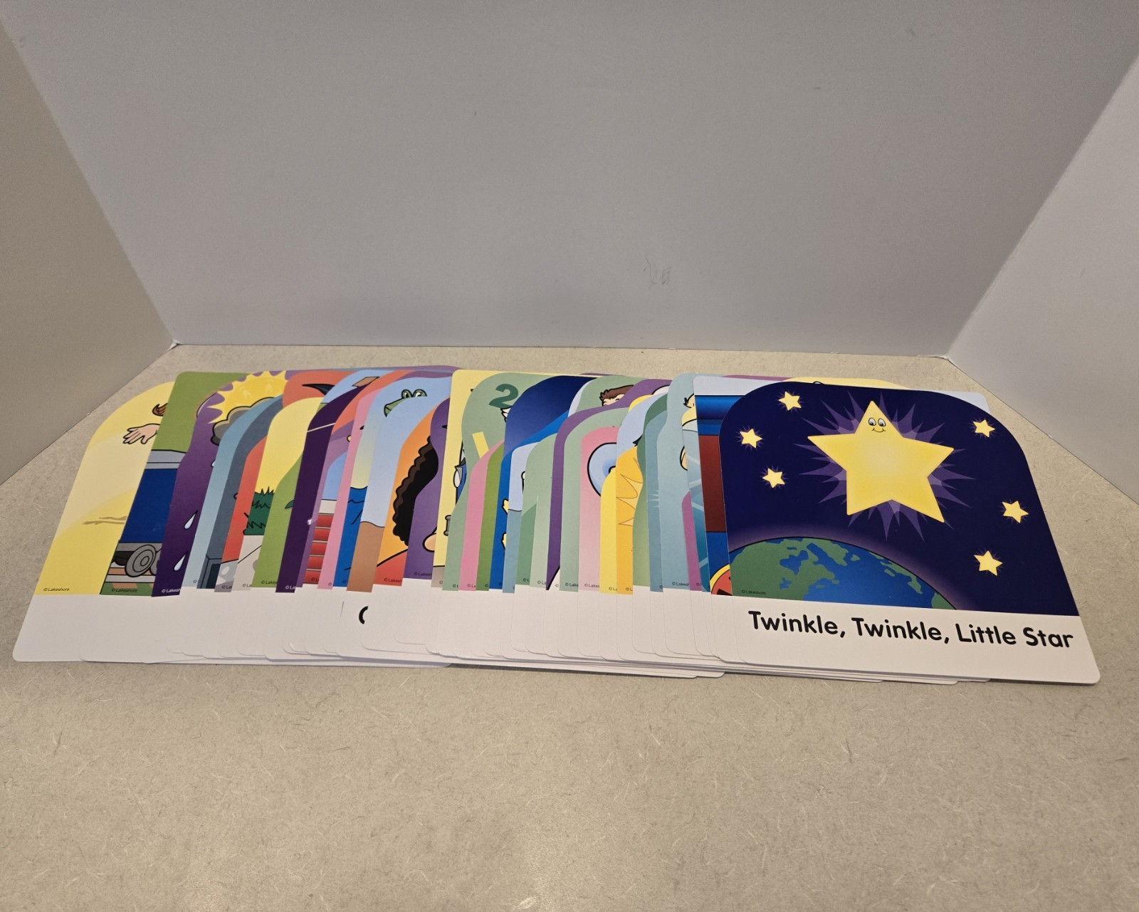 Lakeshore Classroom Song Bank RR633 40 Song Cards Wooden Stand