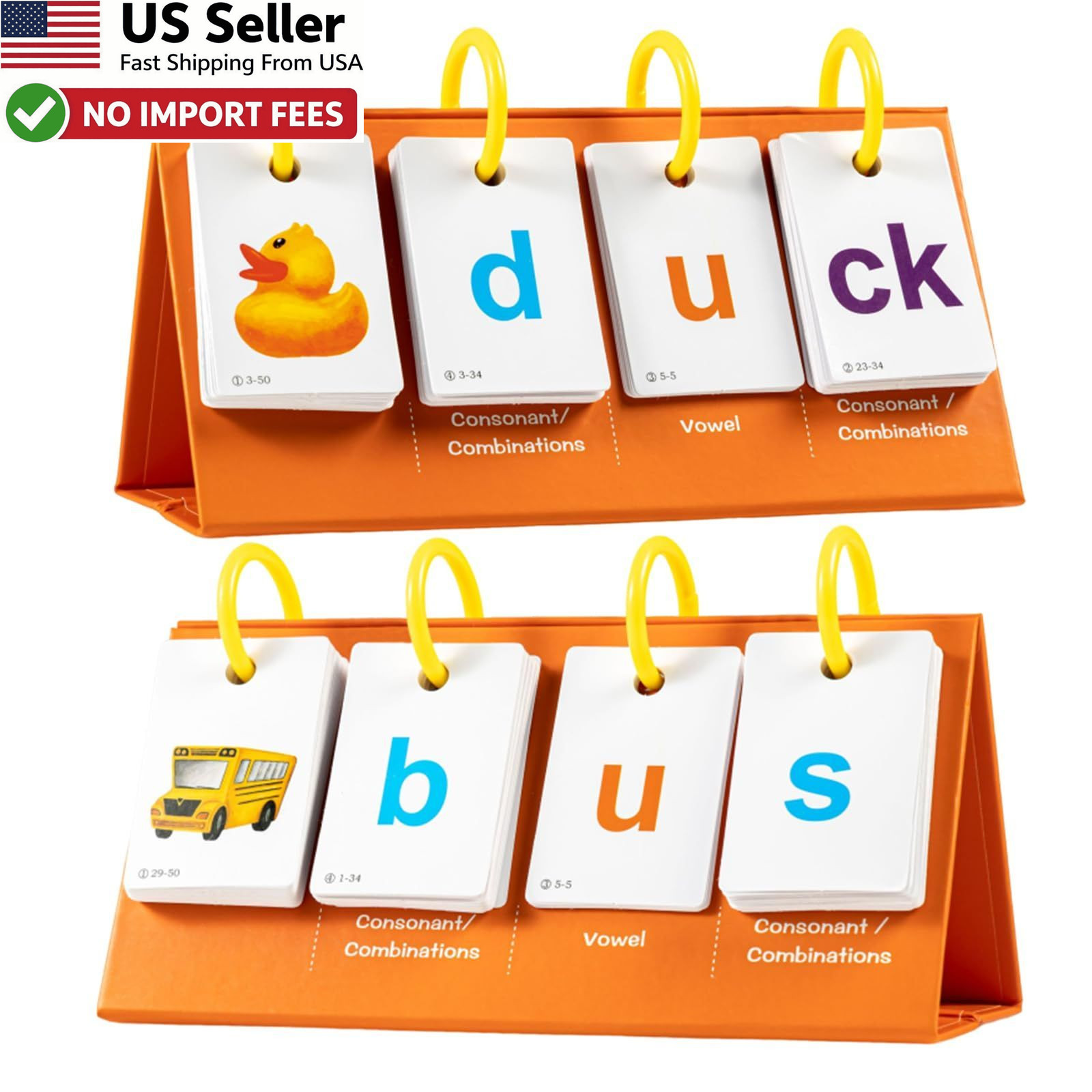 Phonics Flash Cards Sight Words Kindergarten 1st 2nd 3rd Grade CVC Word Builder
