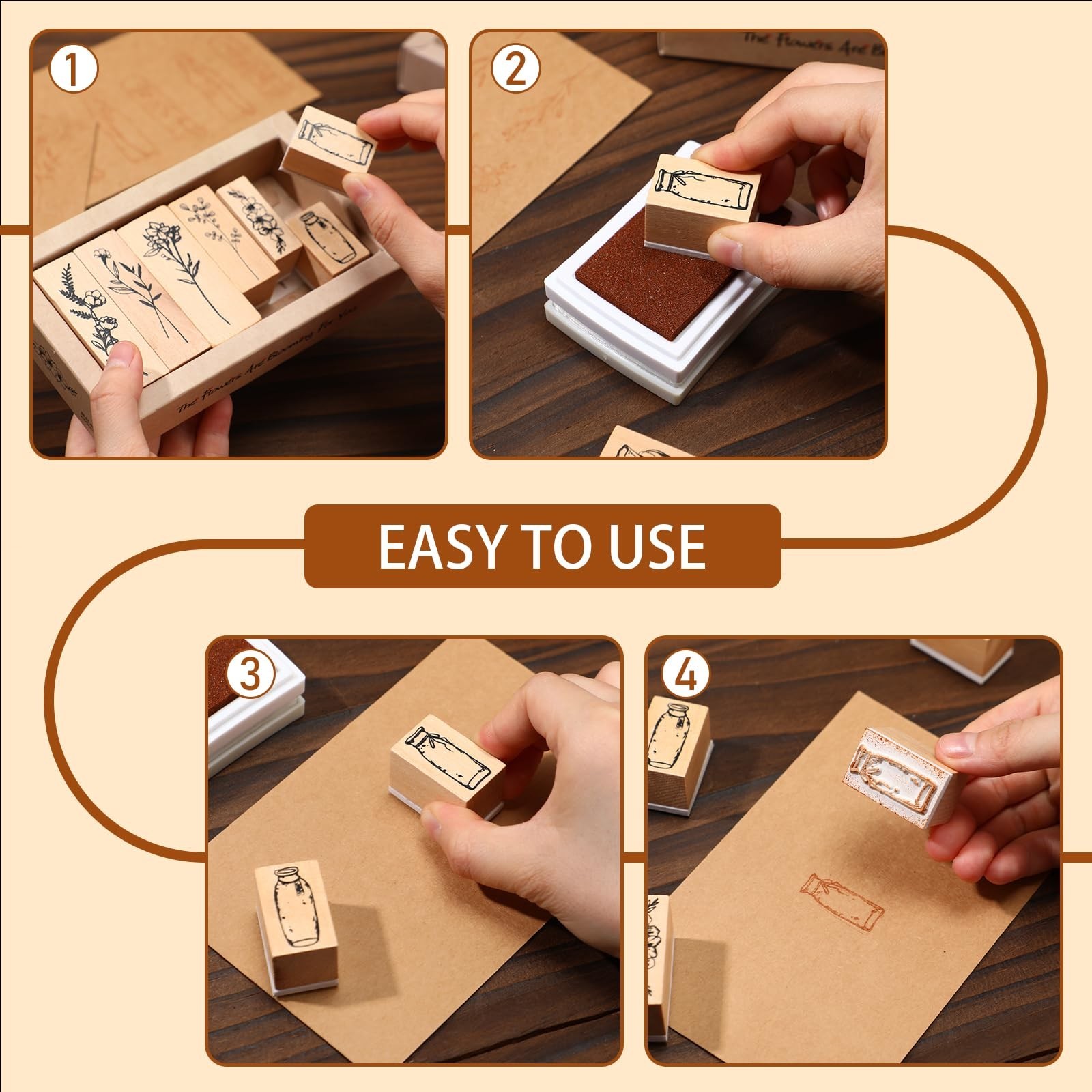 Marspark 31 Pcs Flower Wooden Rubber Stamps for Crafting Vintage Plant Decora…
