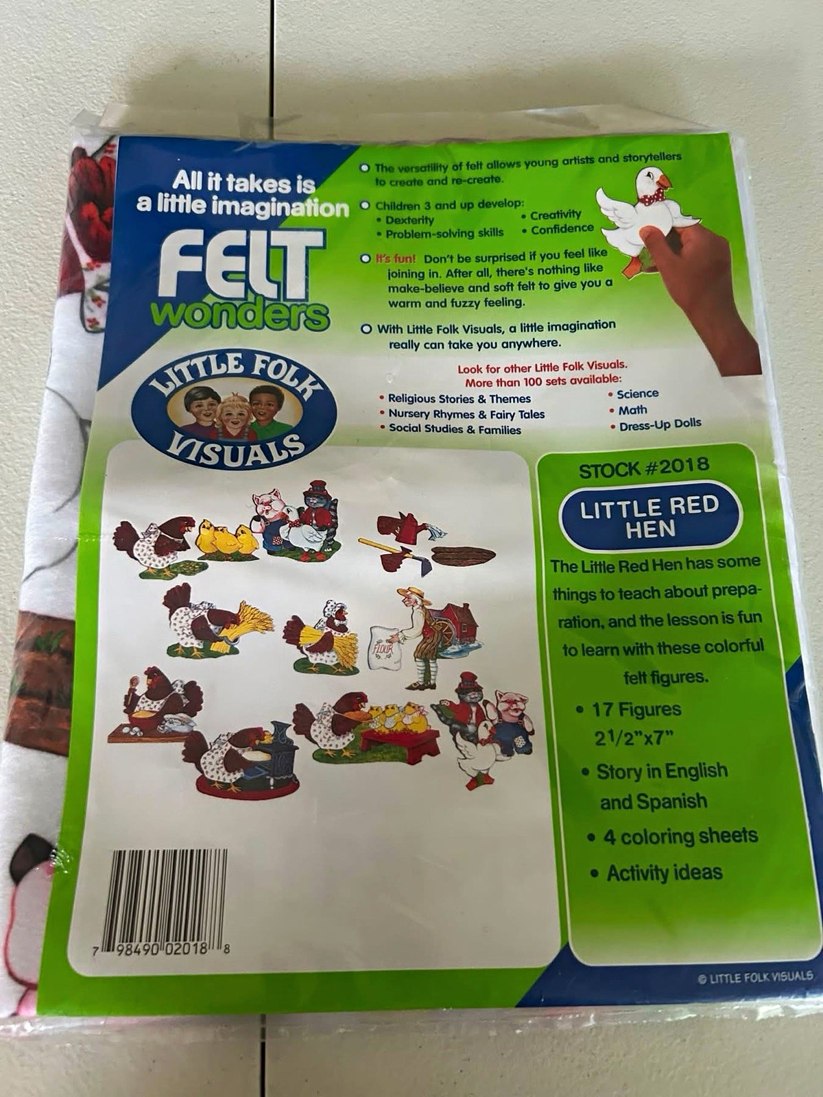 Little Folk Visuals Felt Figures Set Little Red Hen Stock #2018 17pc + Sheets