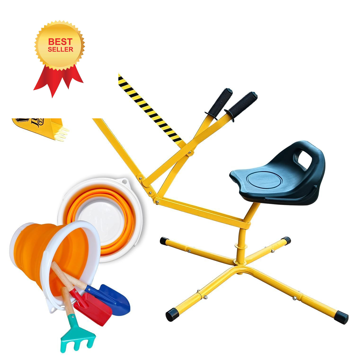Sand Digger Sandbox Toy, 360°Rotating Base, Medium to Large, Yellow