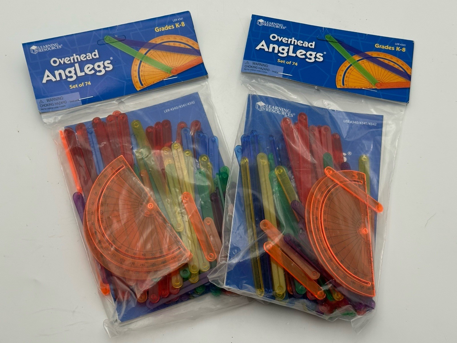 TWO Learning Resources AngLegs Math Kids Set 74 Pieces Geometry Education Fun K8