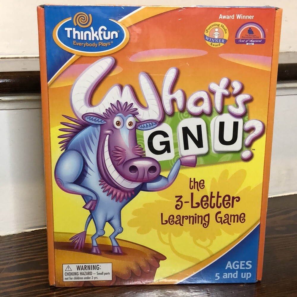 THINKFUN WHAT’S GNU? The 3-Letter Award Winning Learning Game Ages 5+ NWT
