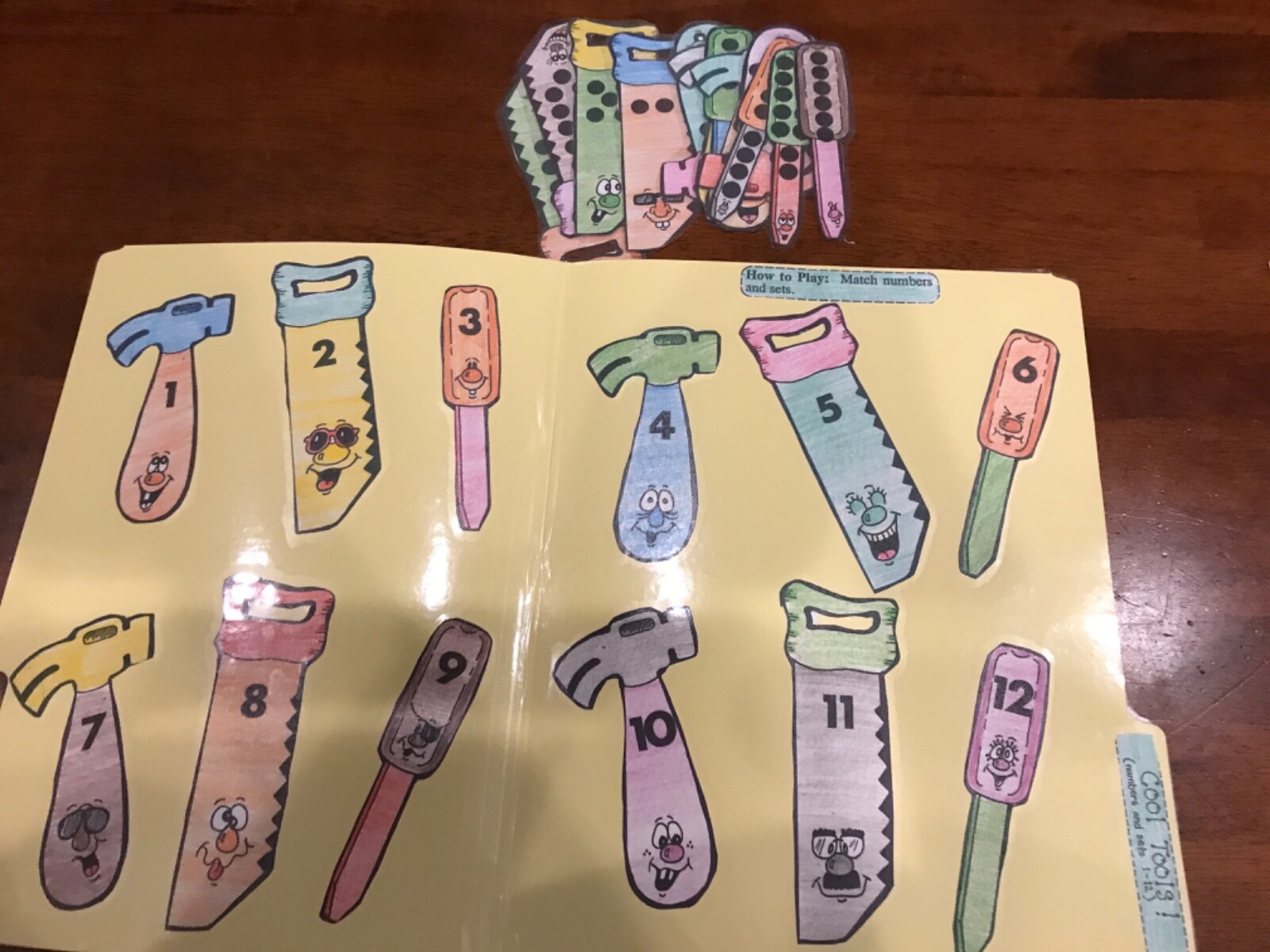Cool Tools! Number Sets 1-12 Grade K math file folder game teacher