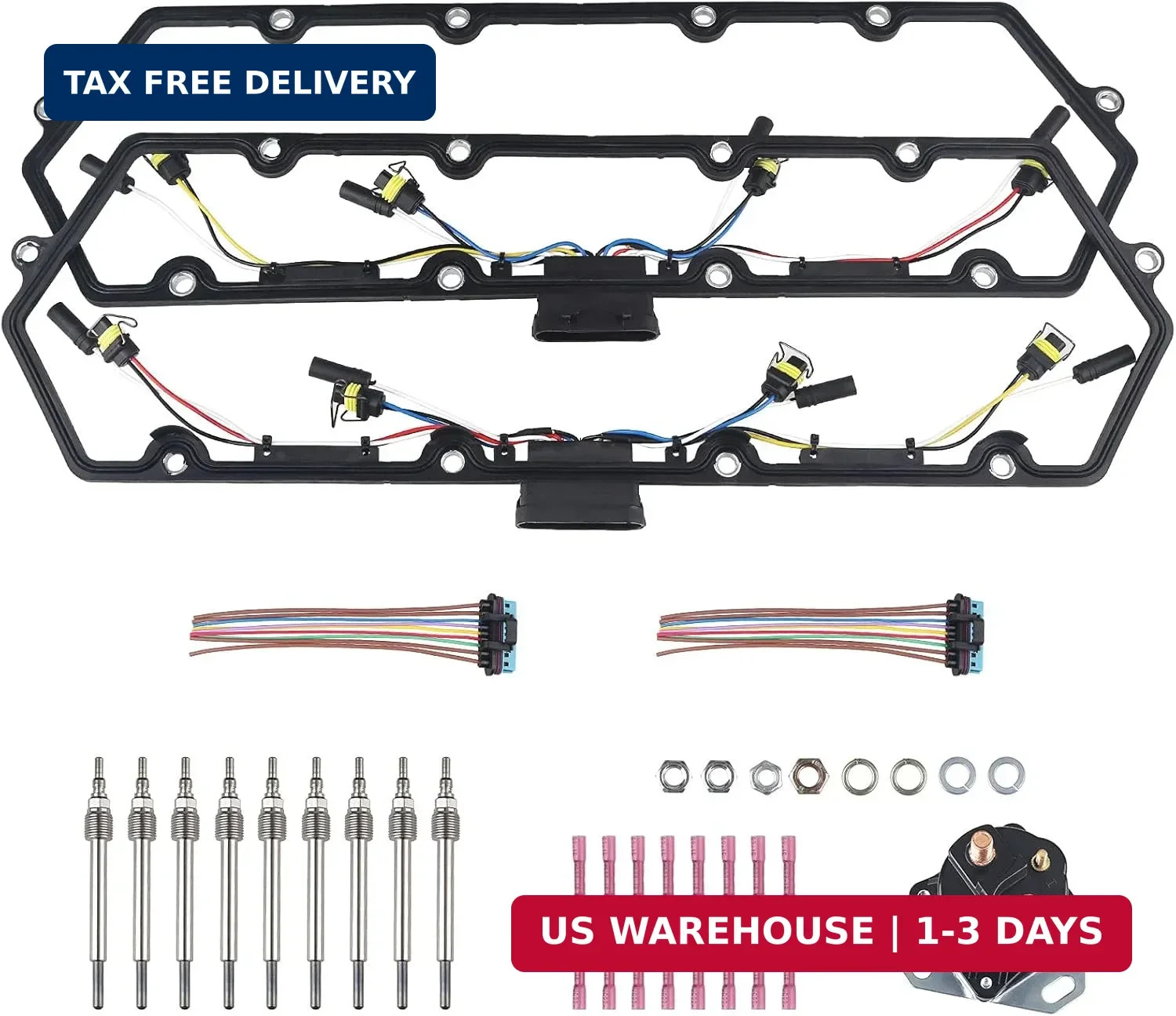 Compatible with 2 Valve Cover Gaskets + Inner Injector Glow Plug Harness w