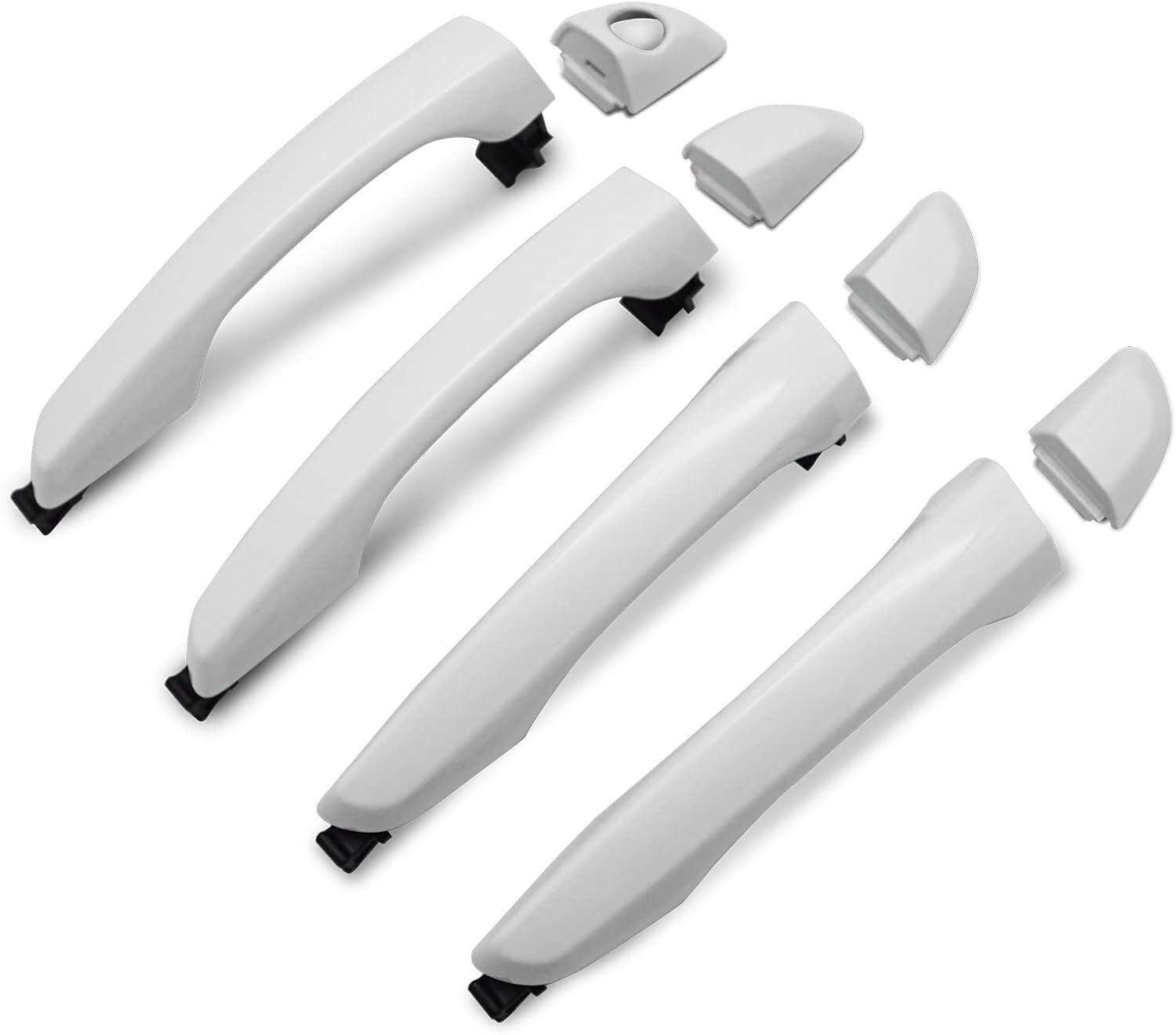 4PCS White Exterior Outside Door Handle Front Rear Left Right with Cover for