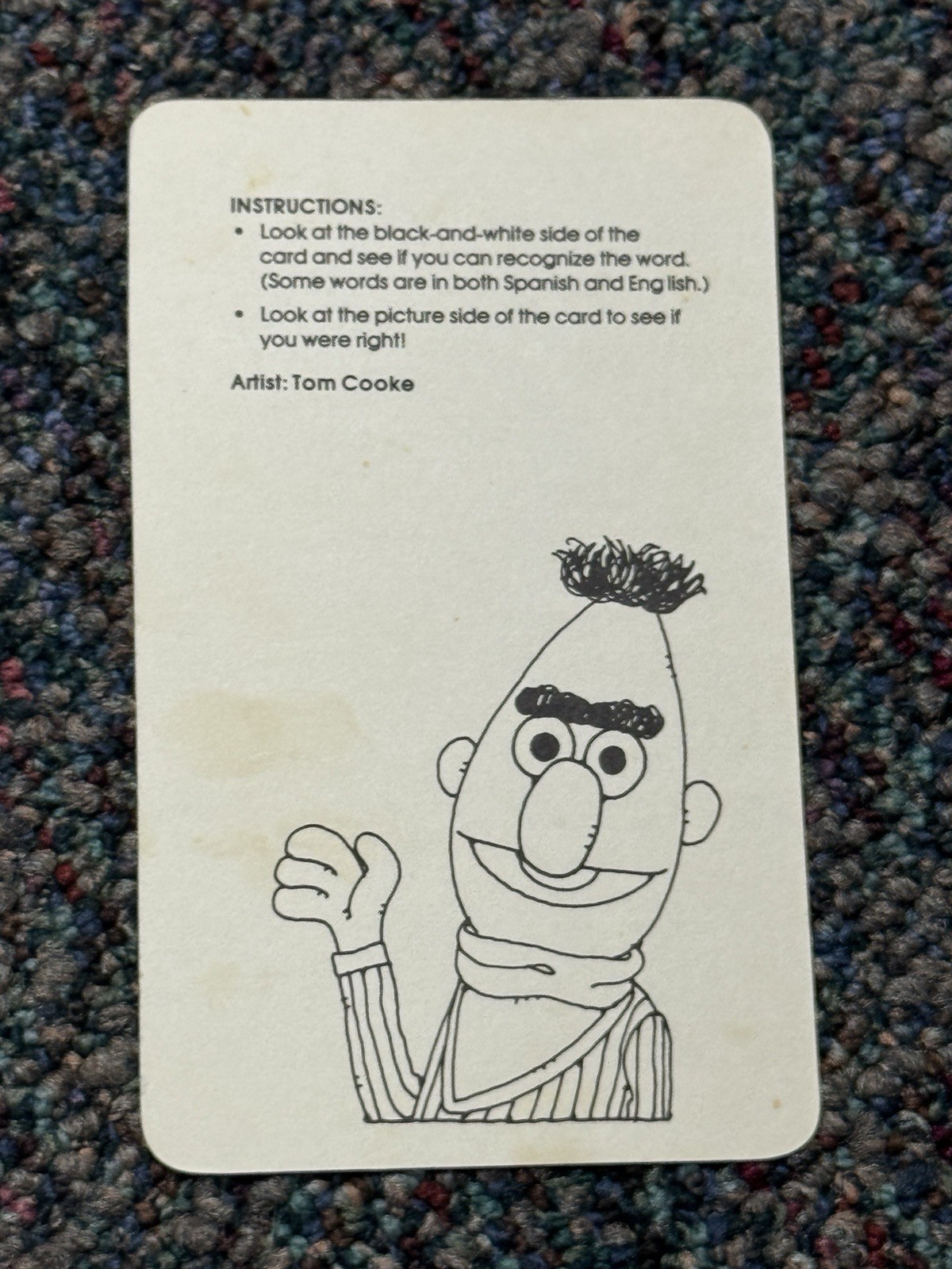 Sesame Street Word Cards Vintage Rare 70’s Grover Spanish And English Teachers